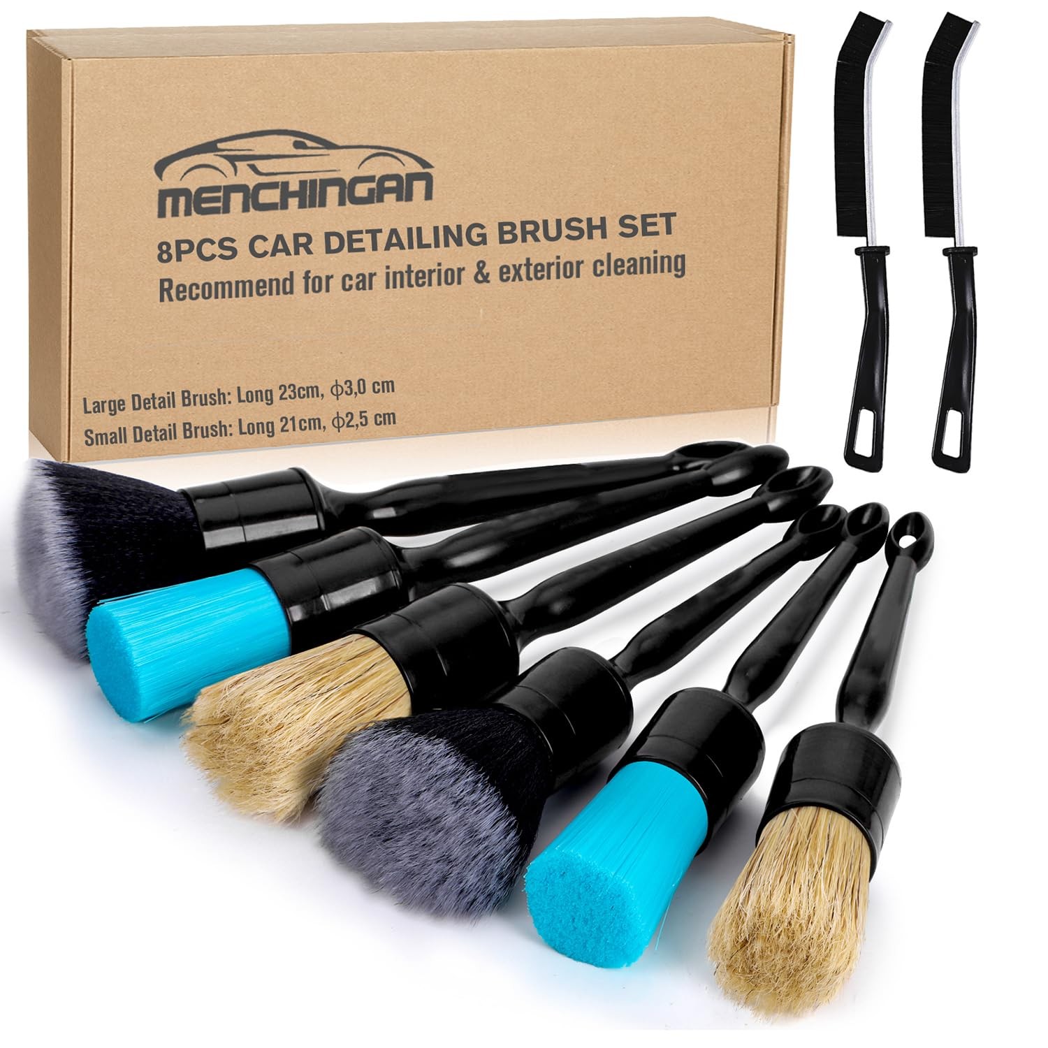 Menchingan Car Detailing Brushes Set, 8-Piece Auto Detail Cleaning Brush…