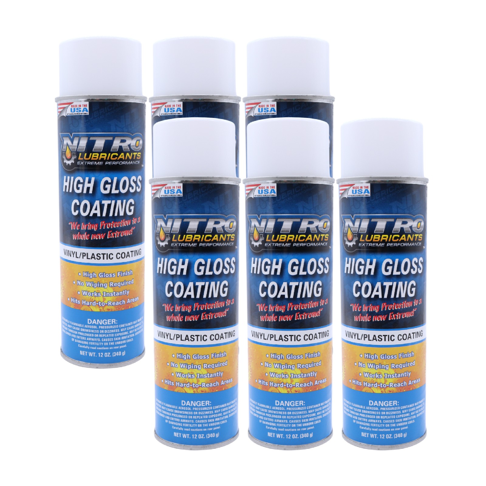 Nitro Lubricants High Gloss Coating – Vinyl & Plastic Shine, 12 oz (6-Pack)