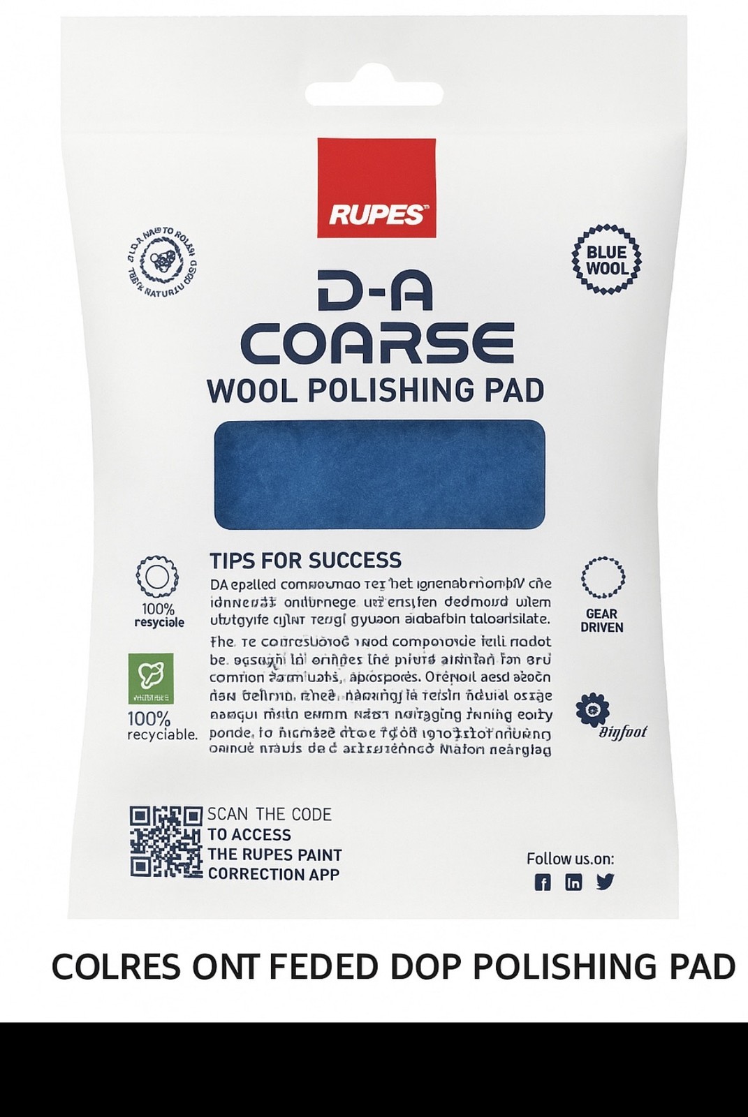 Rupes Microfiber Buffing Pad Coarse Diameter 85mm Piece 1