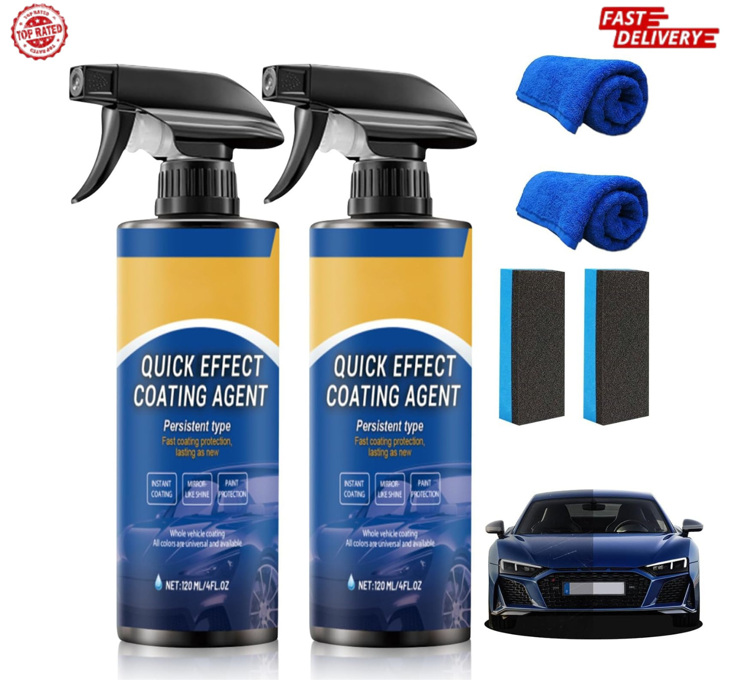 2PCS Car Coating Spray, Quick Effect Agent, Quick-Advanced Car… Restore your v