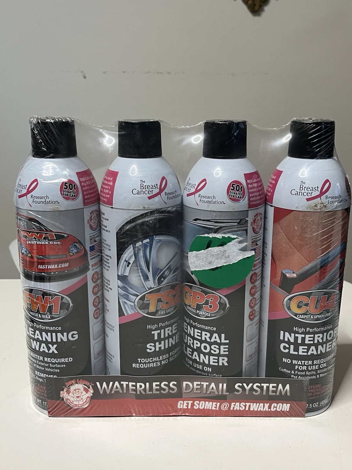 Fast Wax Waterless Detail System FW1 TS2 GP3 CU4 Wash Wax Tire Shine – NEW