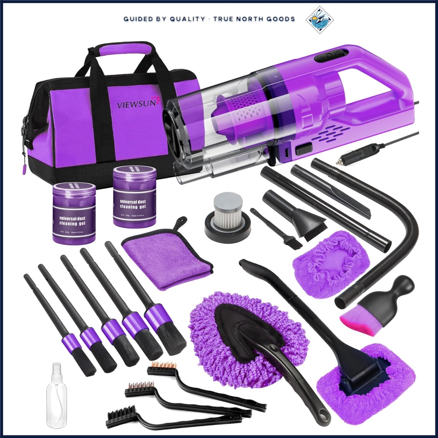 Portable Handheld Vacuum and 17PCS Car Cleaning Accessories for Interior Care