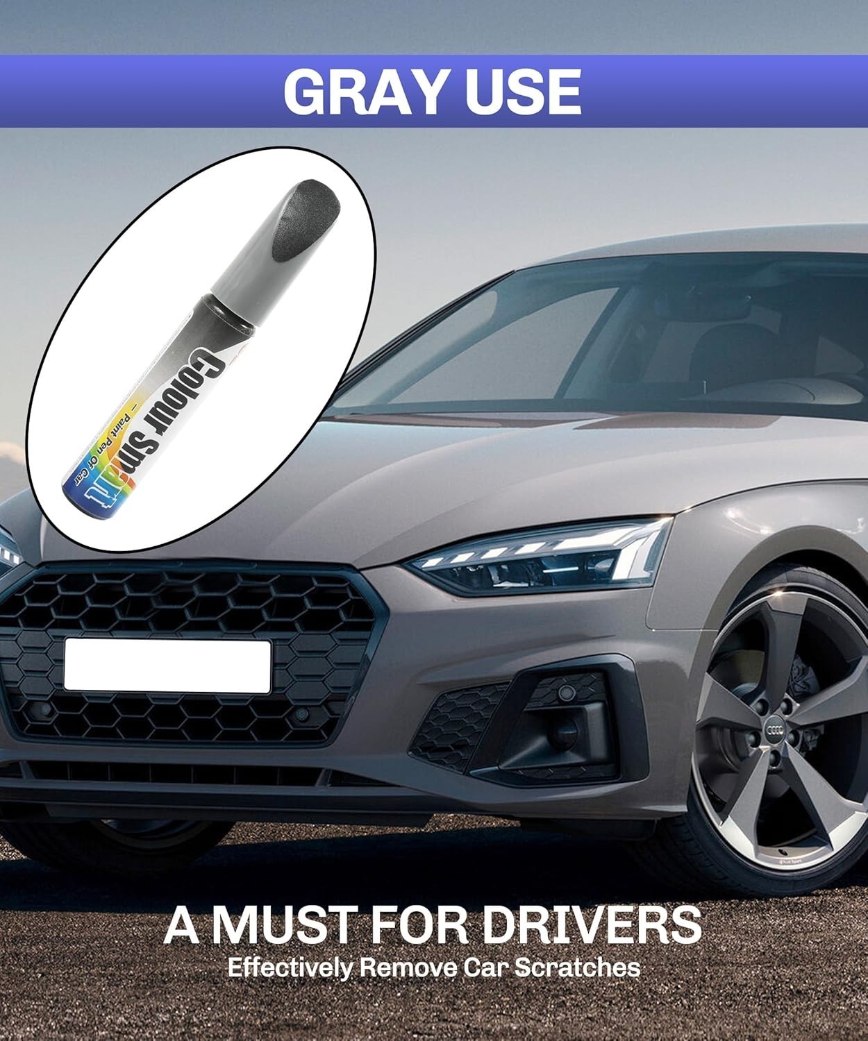 Precision Gray Paint Pen for Car Scratch Repair – Rust Resistant, Glossy Finish