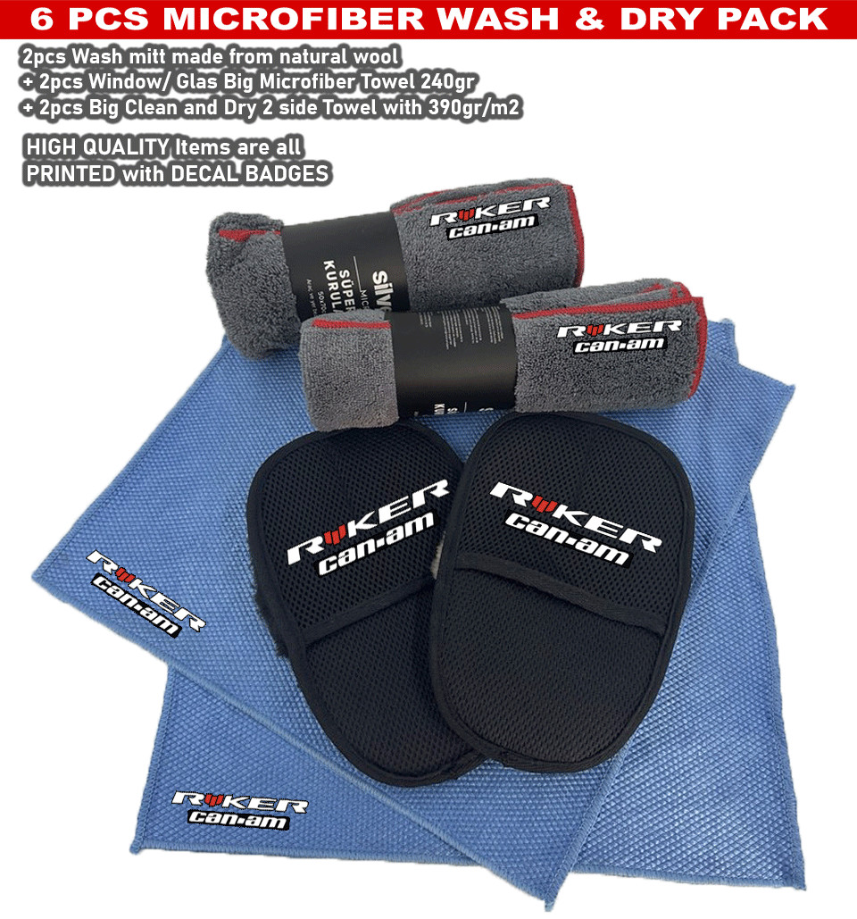 6Pack Car care Microfiber Detailing For Ryker Can-am Wash Mitt dry Towel Clean