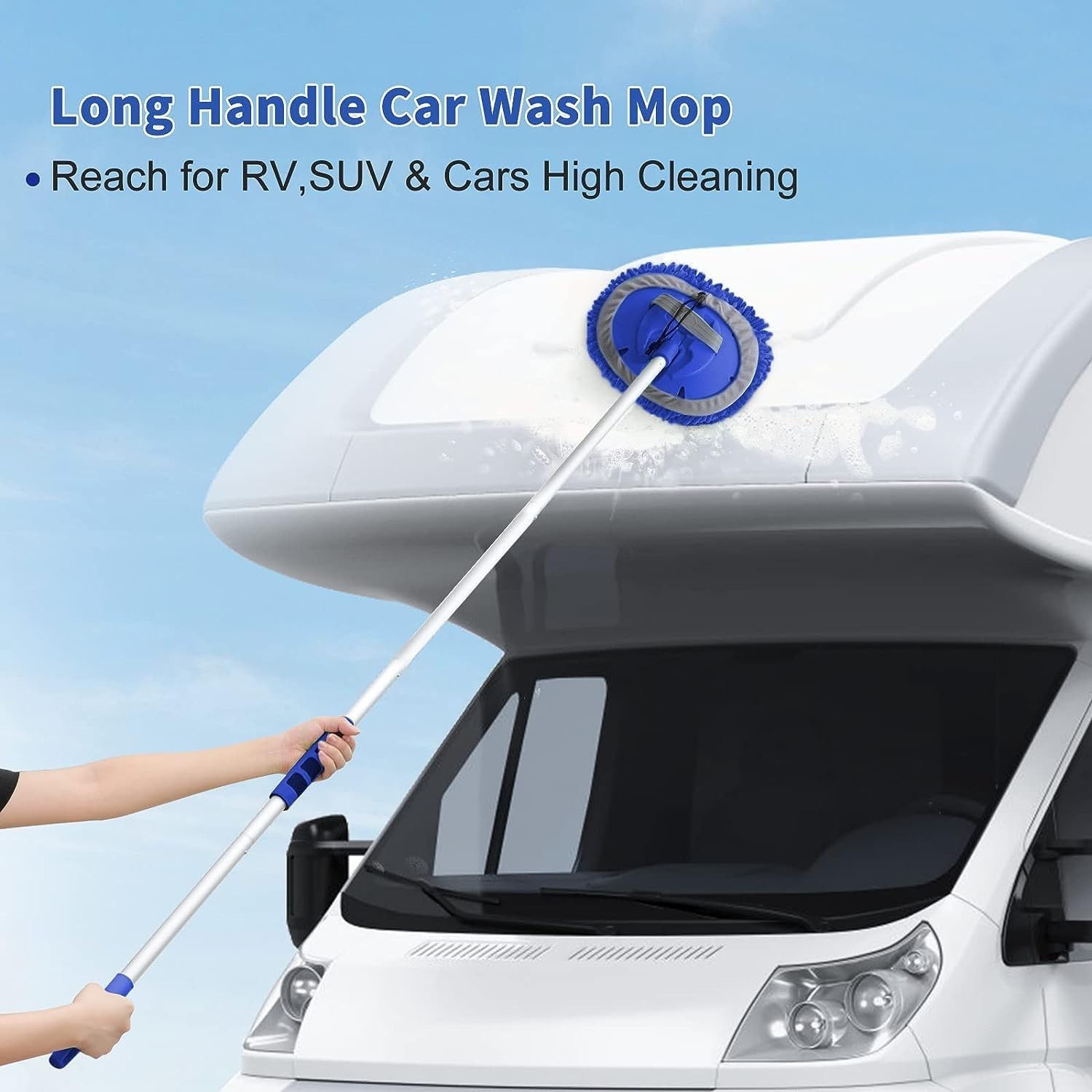 62” Car Wash Brush Kit – Long Handle, Soft Bristles, Scratch-Free Mop, Mitt, Sq
