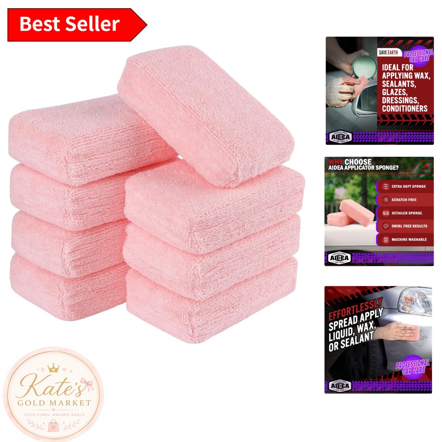 Reusable Microfiber Sponge Pads – 8 Pack for Flawless Car Cleaning & Detailing