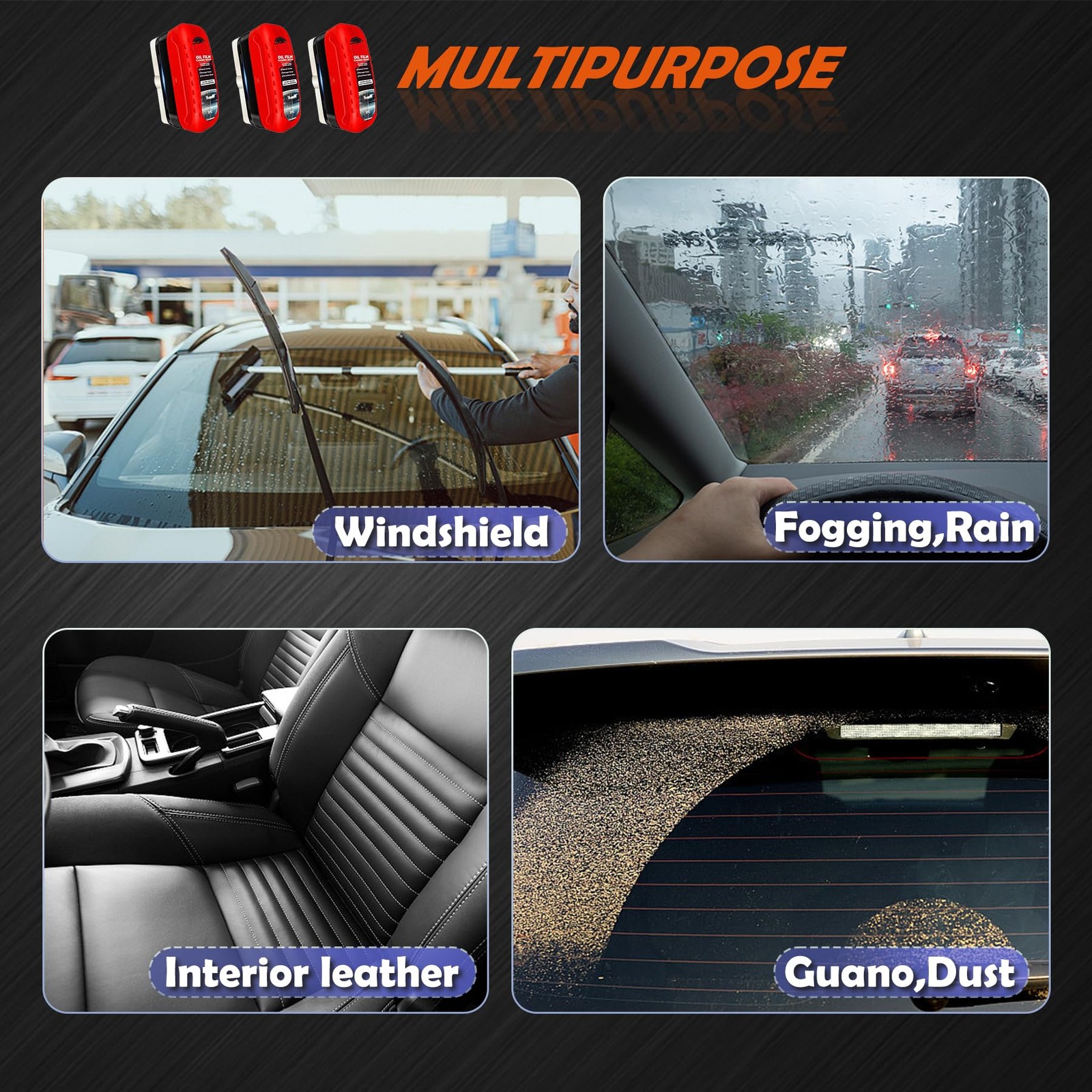 MAUSGAAV New Automotive Oil Film Cleaning Brush,Oil Remover for Car 3-G