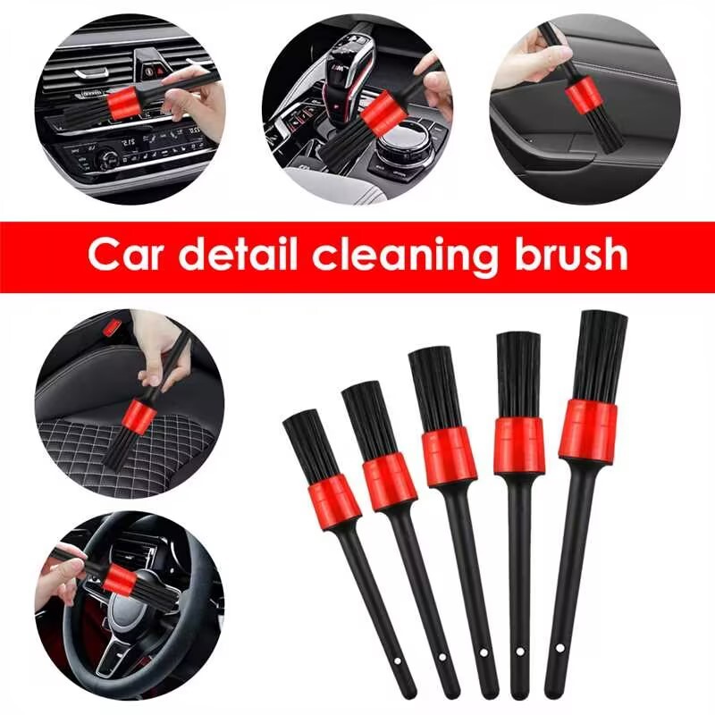 10×Car Detailing Brush Kit Boar Hair Vehicle Auto Interior For Wheel Clean Sets