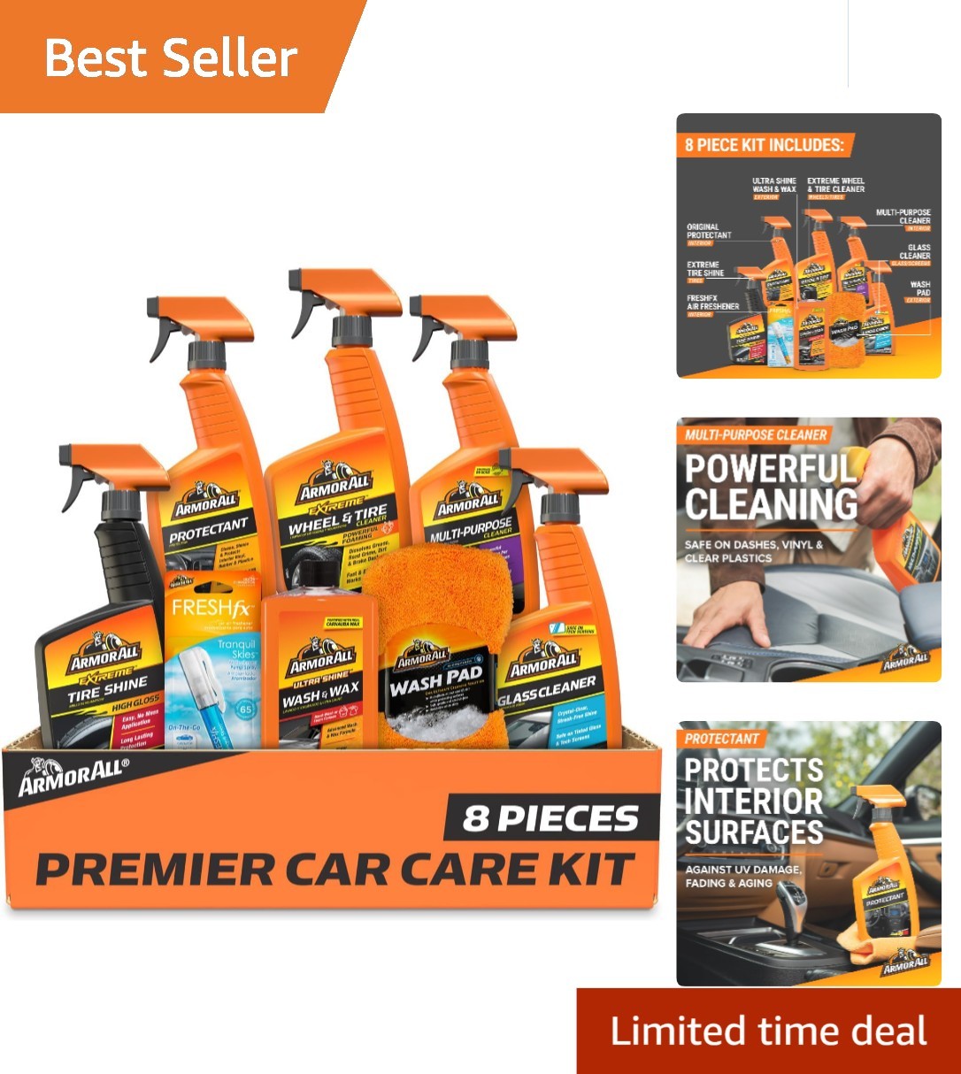 Professional Quality Car Care Kit – Includes Tire Shine & Multi-Surface Cleaners