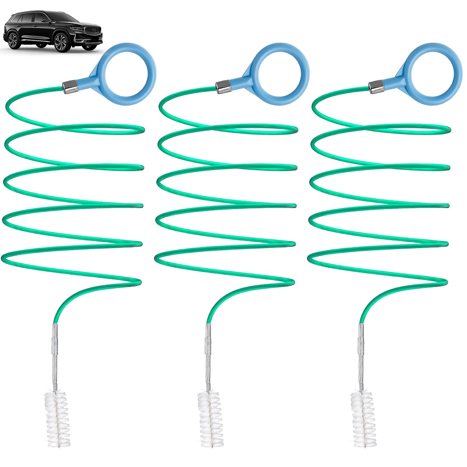 3 Pack 78 Inch Auto Sunroof Drain Cleaning Tool, Flexible Pipe Brush Green