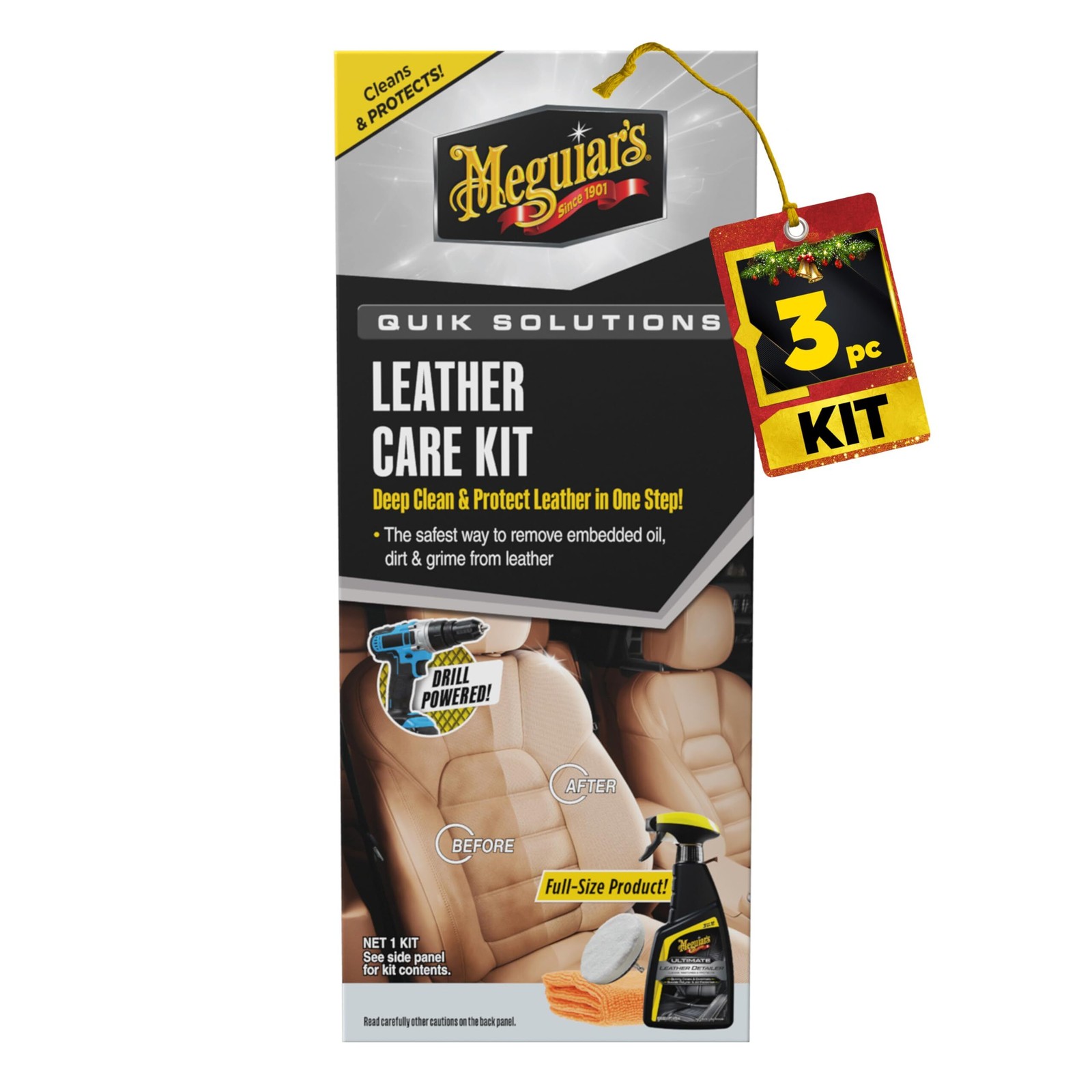 Meguiar’s Leather Care Kit Microfiber to Effectively Deep Clean Nourish G55266