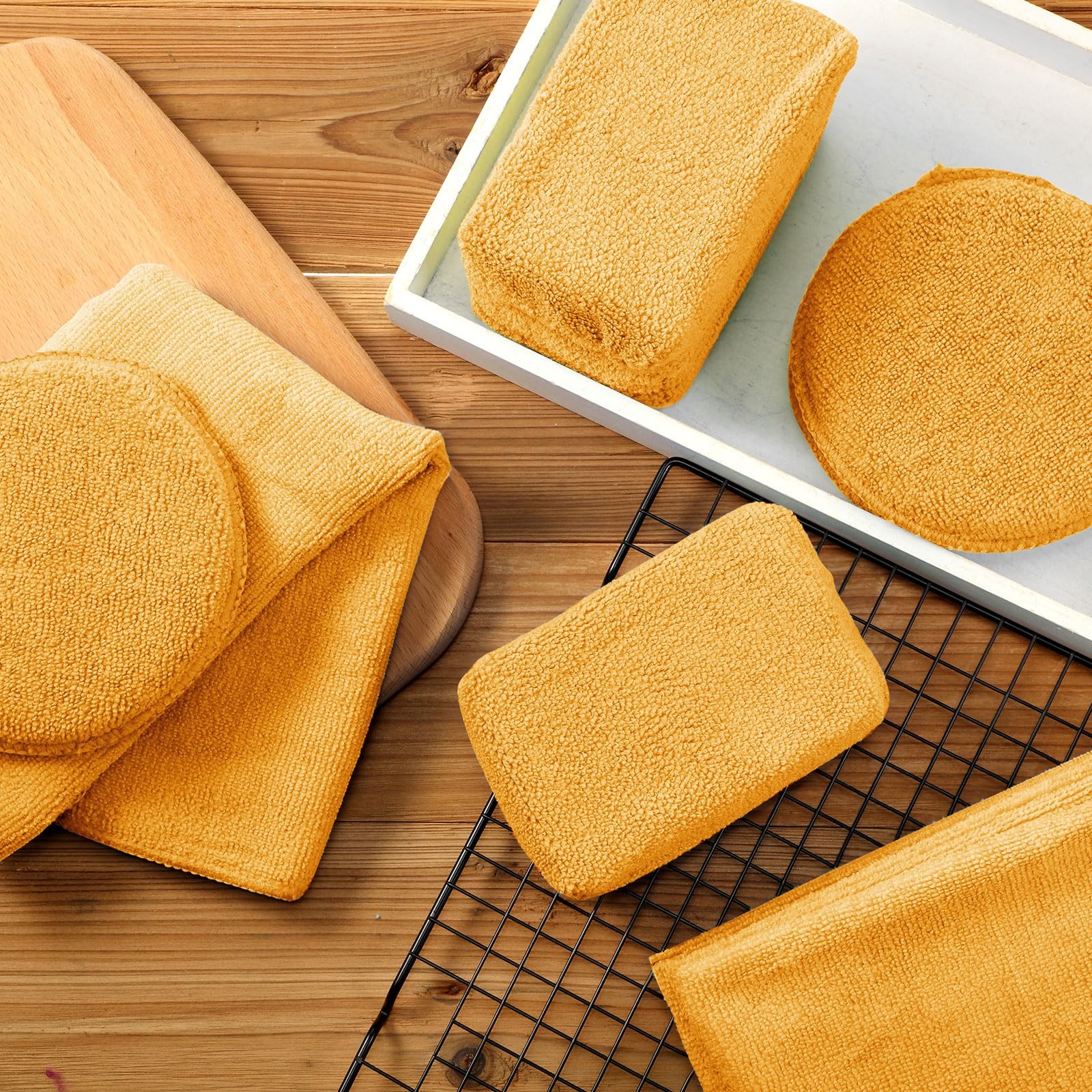 Tallew 12 Pack Microfiber Applicator Pad Sponge for Car Orange