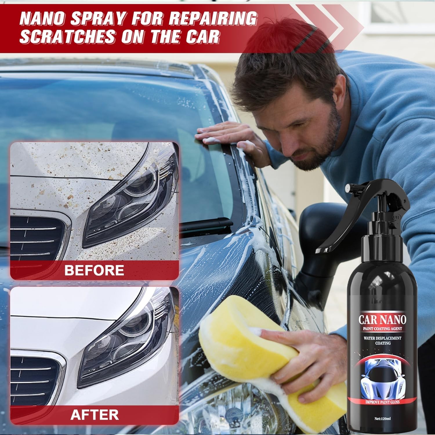 Water Displacement Nano Coating 2PCS Set – Fast Scratch Repair for Vehicle Shine