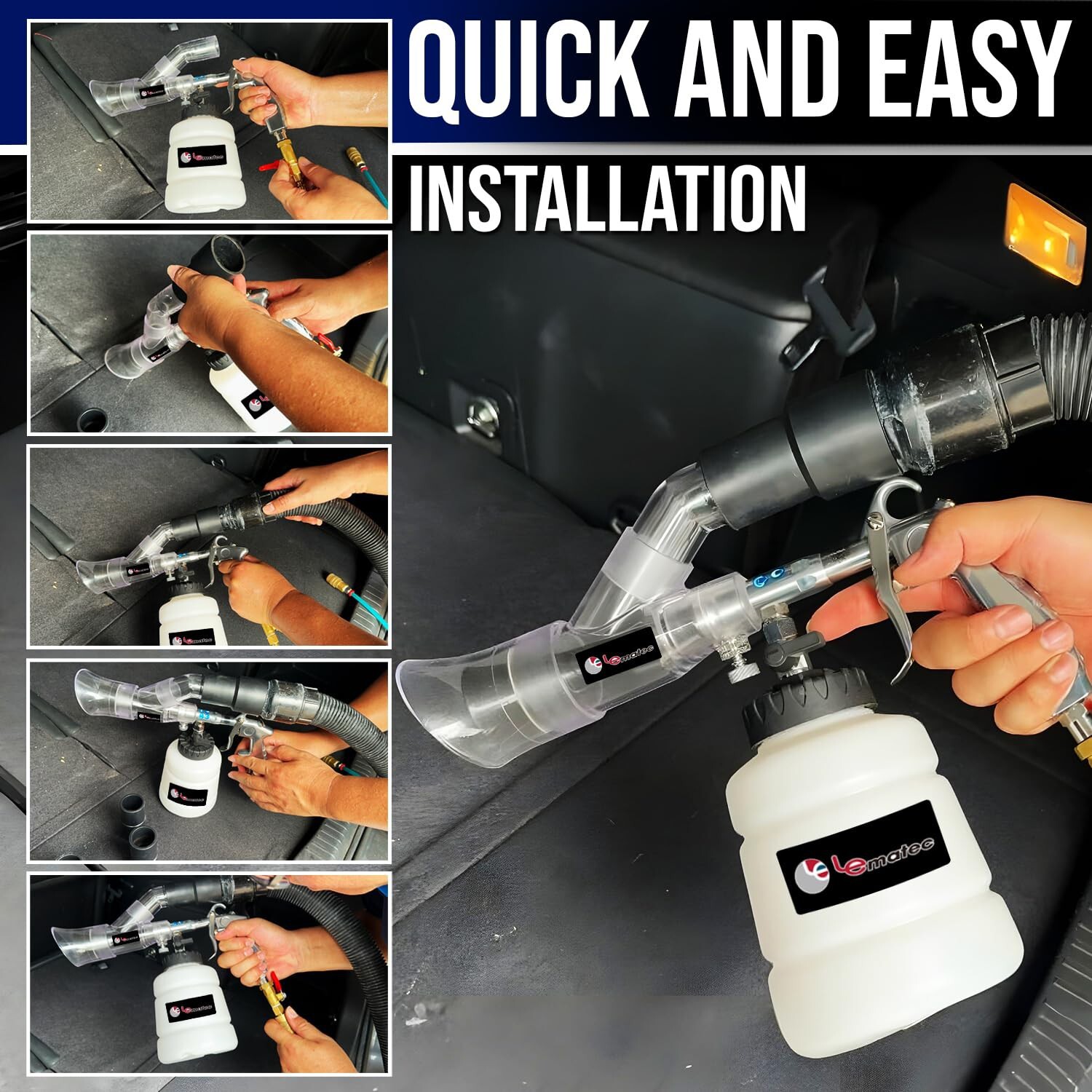 LE LEMATEC High Pressure Car Cleaning Gun & Kit – Extractor Vacuum Set, with …