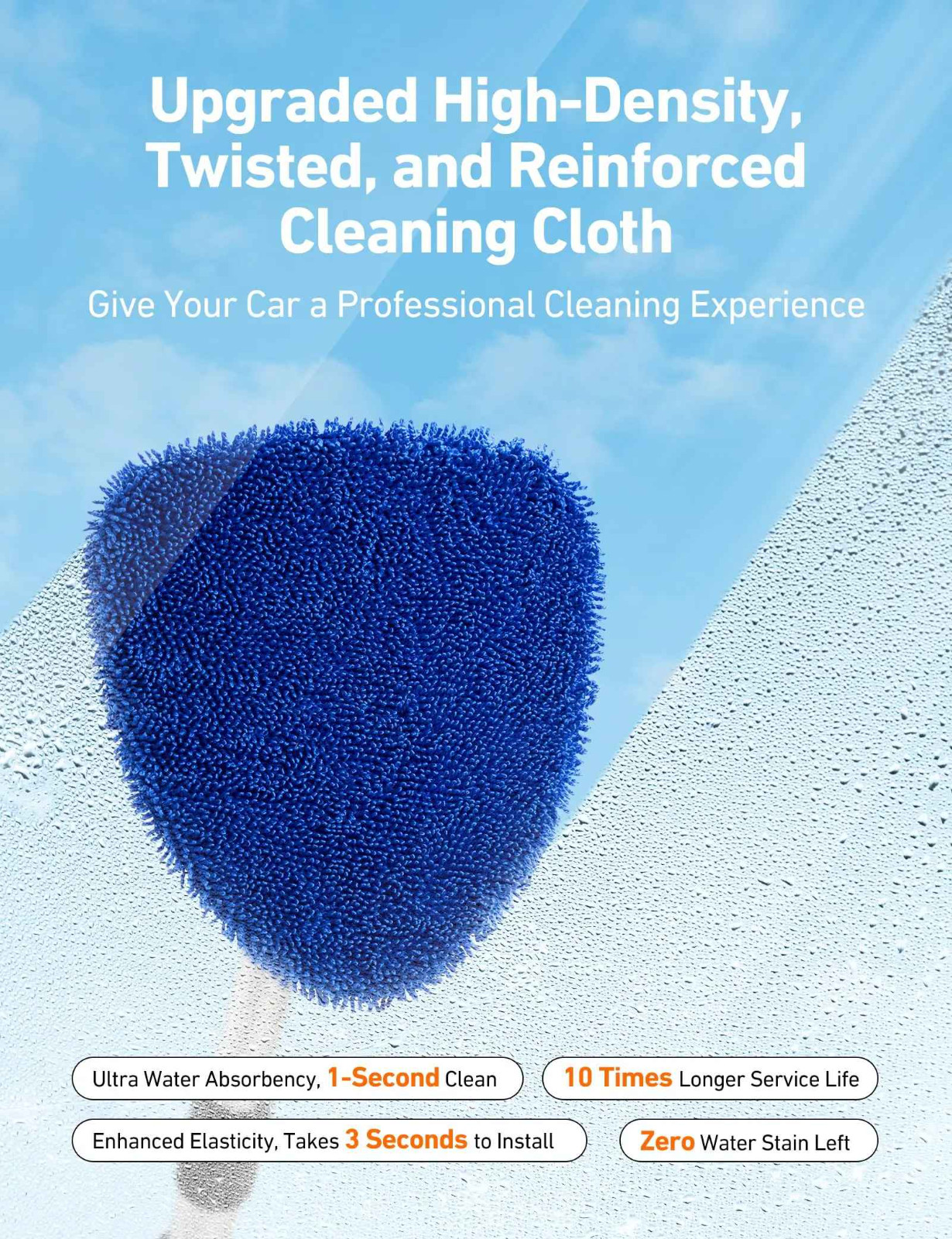 Car Windshield Cleaner Tool Extendable Handle Interior Window Cleaning Kit 4 Pad