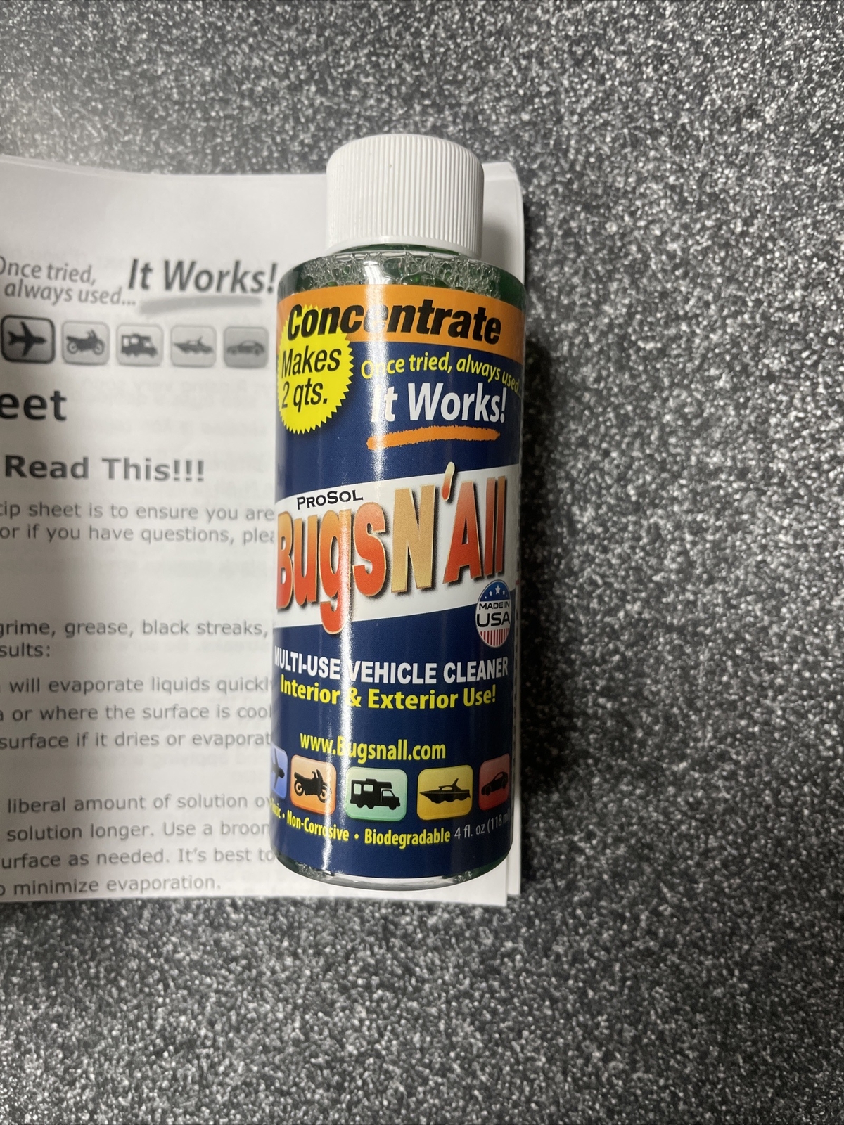 Bugs N All-All Pose Interior Exterior Vehicle Cleaner Bug Remover 4oz Concrete