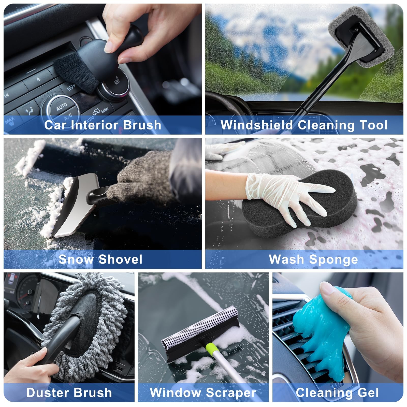 AUTODECO 42Pcs Car Wash Detailing Kit Cleaning Set with Foam Gun 42Pcs, Blue
