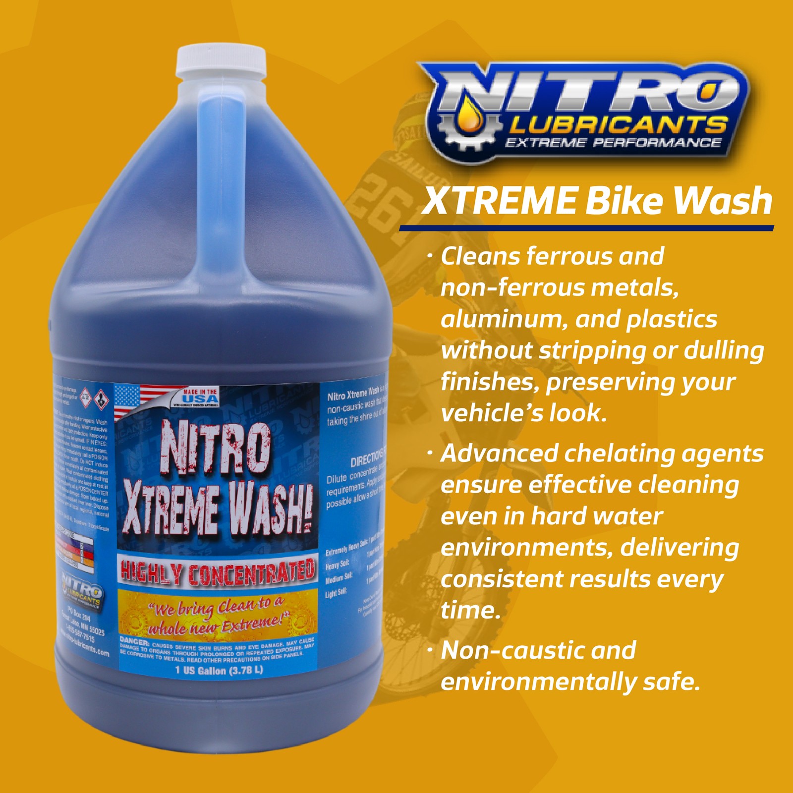 Nitro Lubricants Xtreme Bike Wash (1 GL)-Concentrated Cleaner (4 Pack)