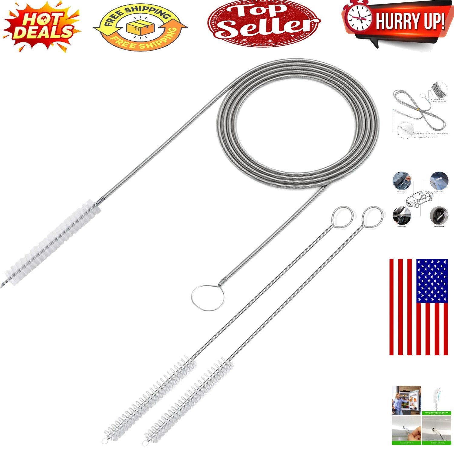 60-Inch Long Wire Brush – Ultimate Cleaning Tool for Cars & Refrigerators