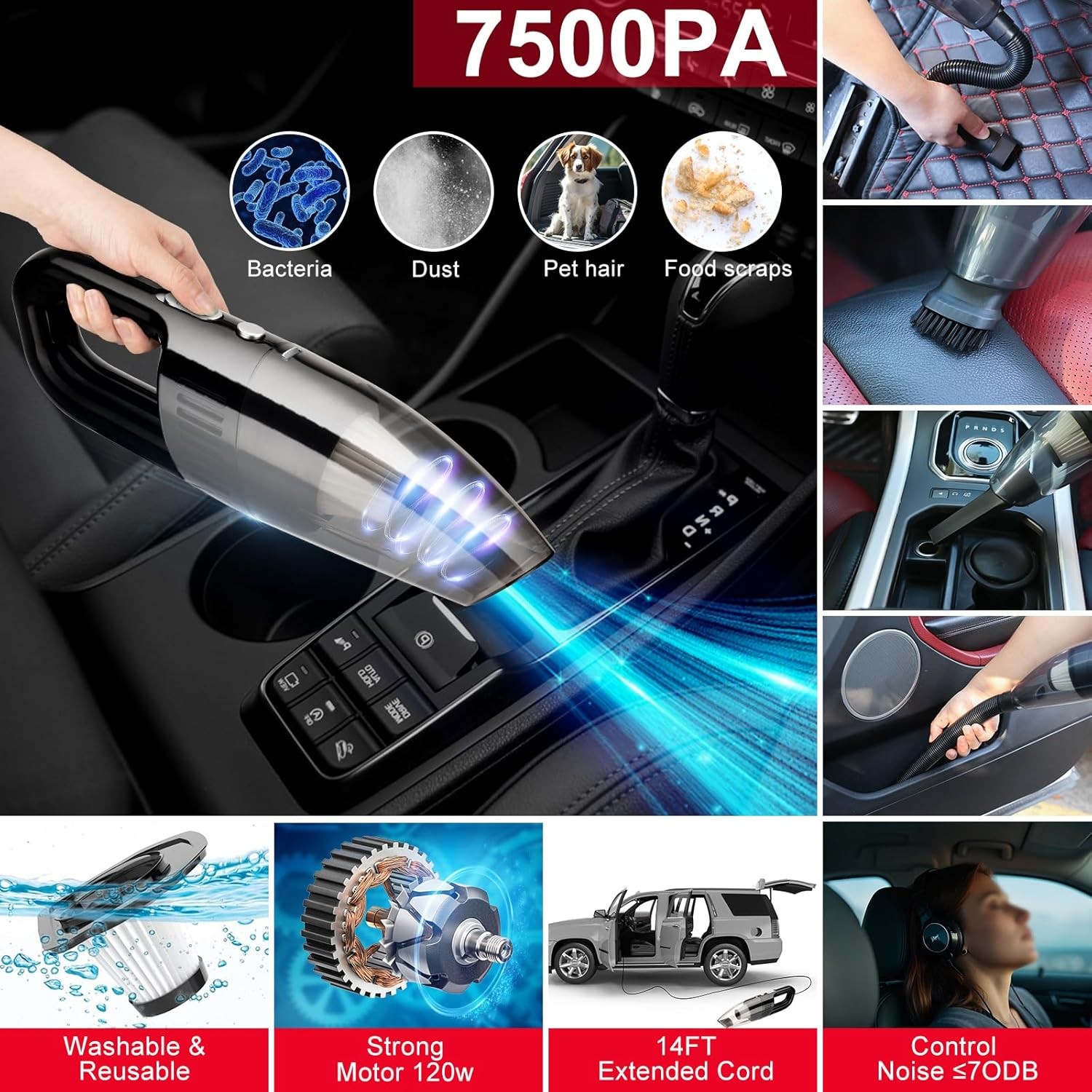 47-Piece Car Wash & Detailing Kit with Vacuum, Brushes & Towels
