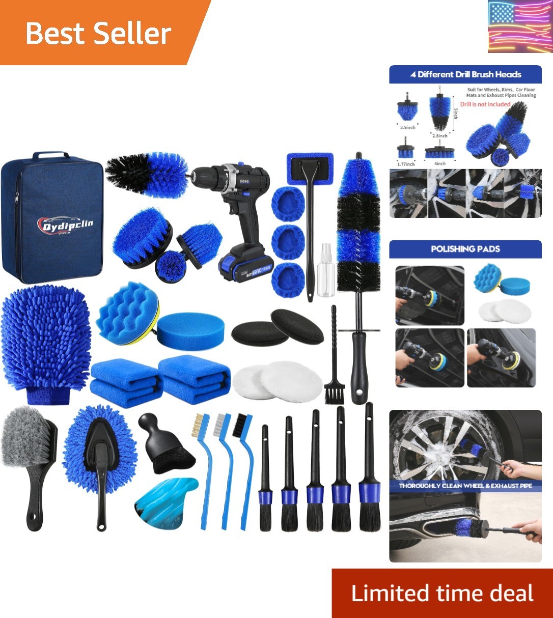 34Pcs Car Detailing Kit, Car Detailing Brush Set, Car Wash Cleaning Kit, Car …