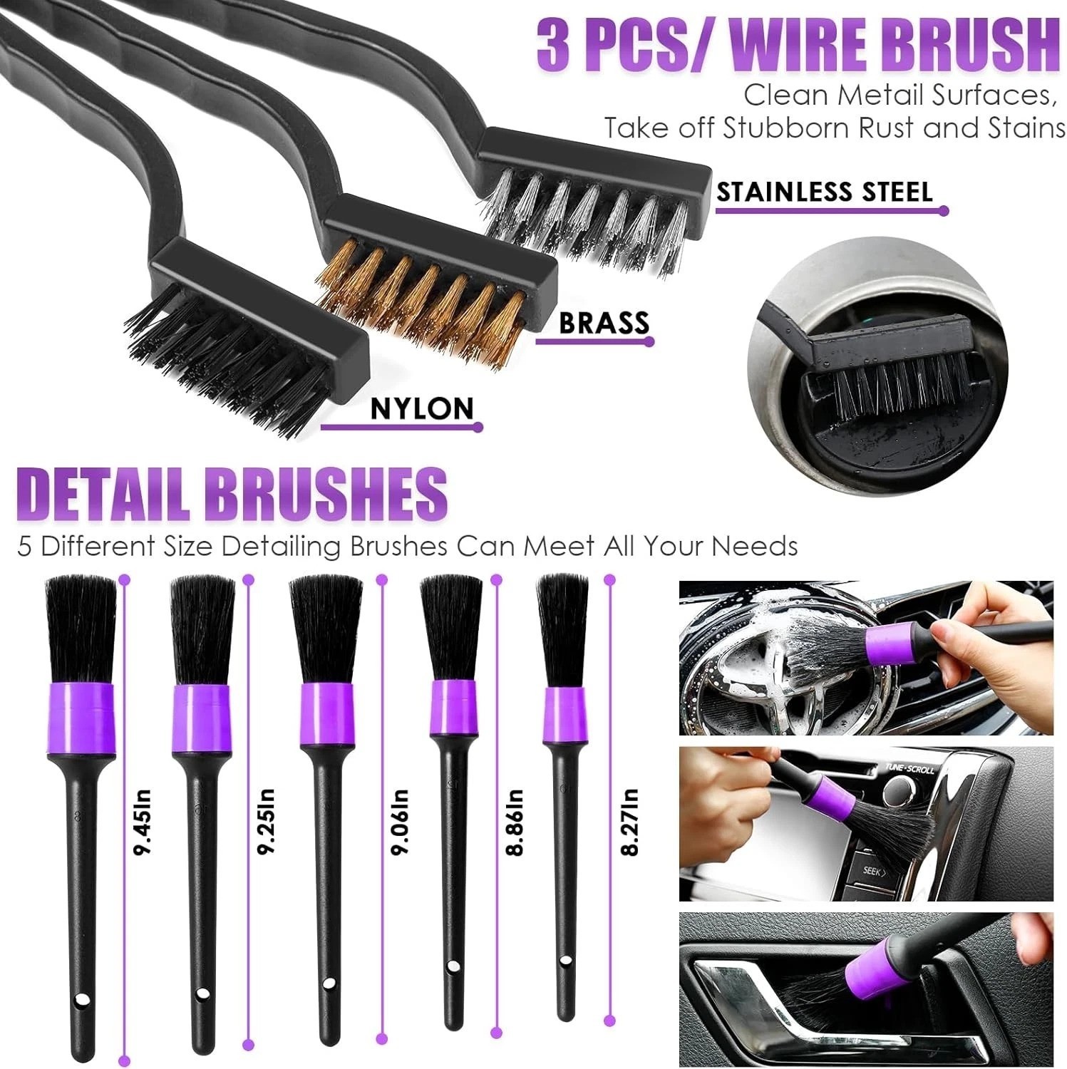 17PCS Purple Car Detailing Kit with High Power Vacuum – Perfect Women’s Gift