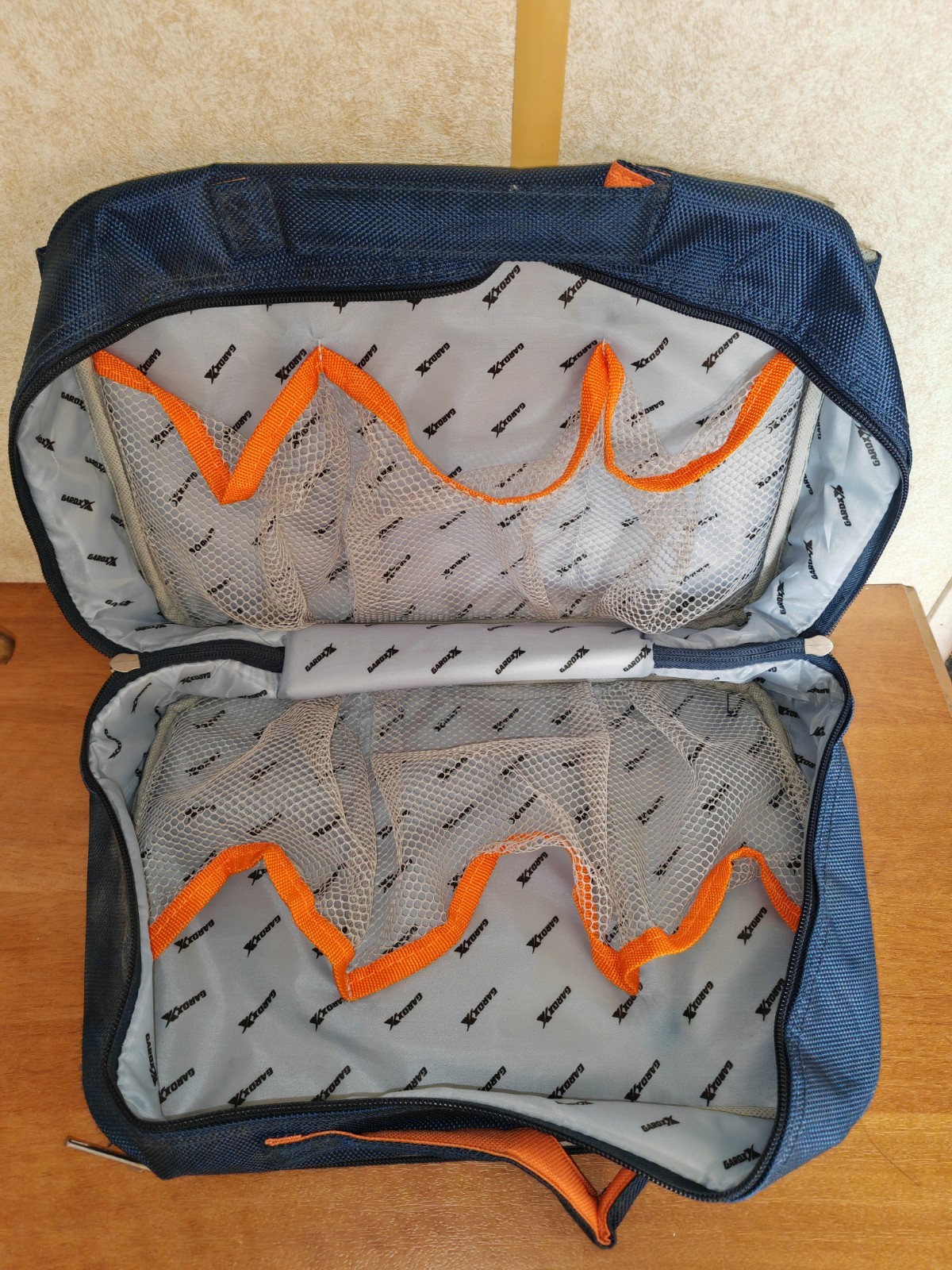 GardX Car Care Kit Bag Case ONLY – Navy Blue & Orange Mesh Organiser – Empty