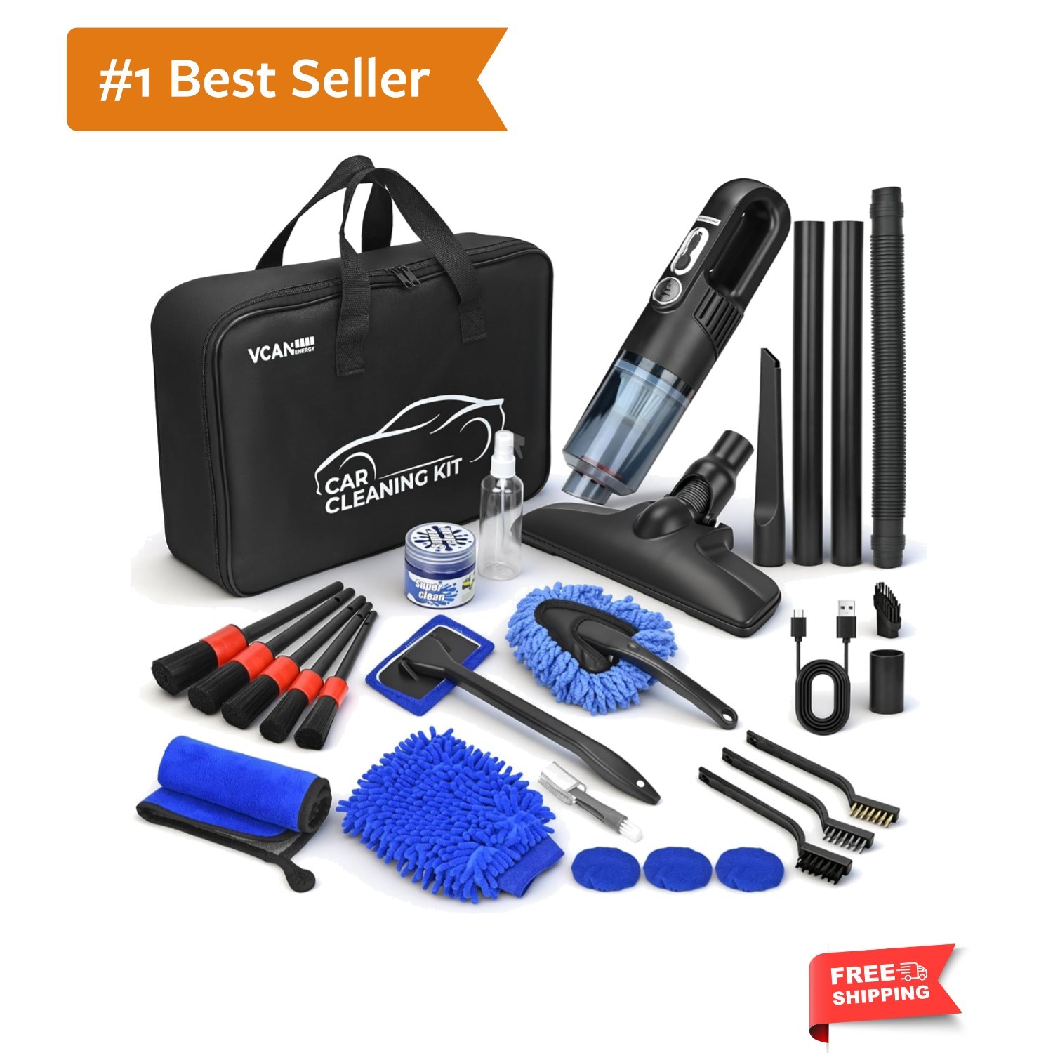 28PCS Car Detailing Kit Interior Cleaner, Car Interior Cleaning Kit with Cord…