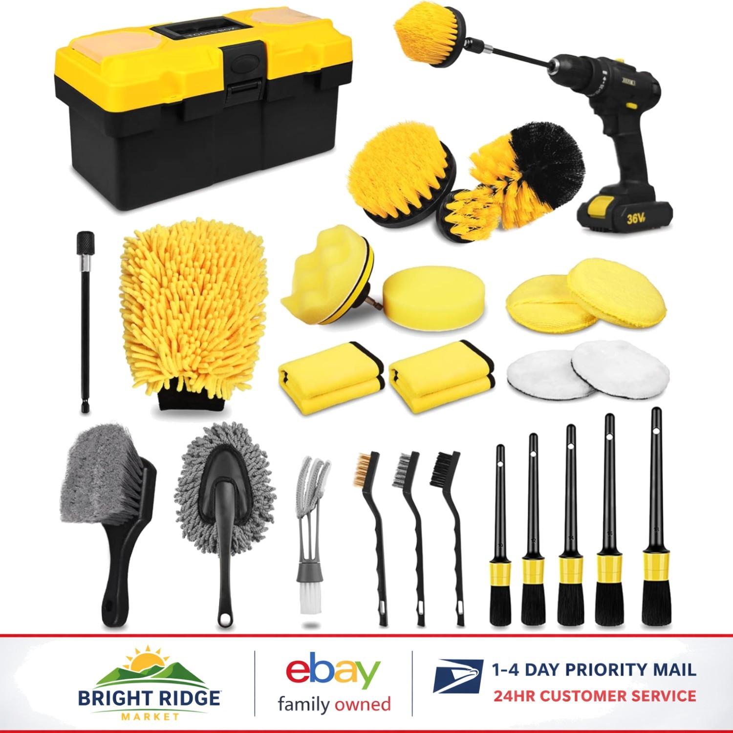 Auto Detailing Tool Set with 27 Pieces for Complete Car Interior and Exterior