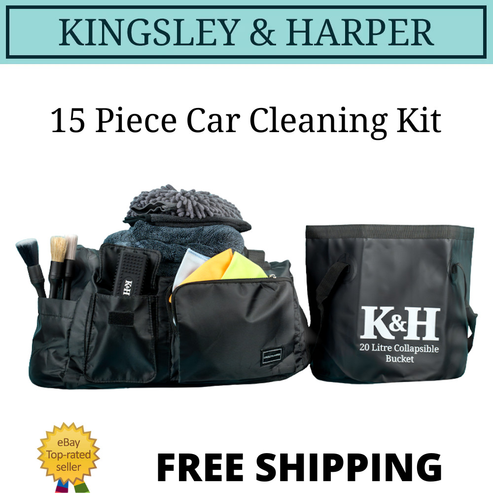 K&H Supreme Interior & Exterior Car Cleaning Detailing Kit 15 Pieces Gift Set UK