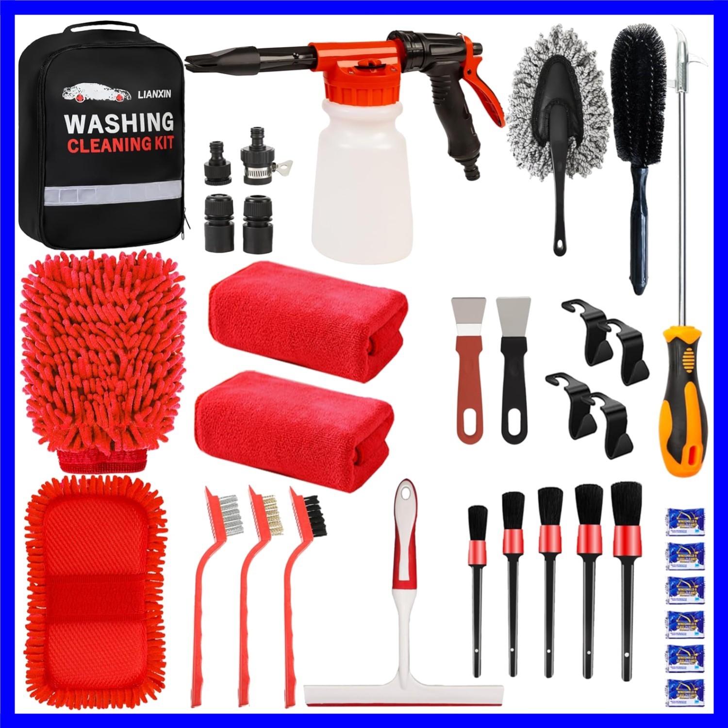 Car Wash Kit Car Wash Cleaning Kit with Car Wash Foam Gun Microfiber Sponge a…