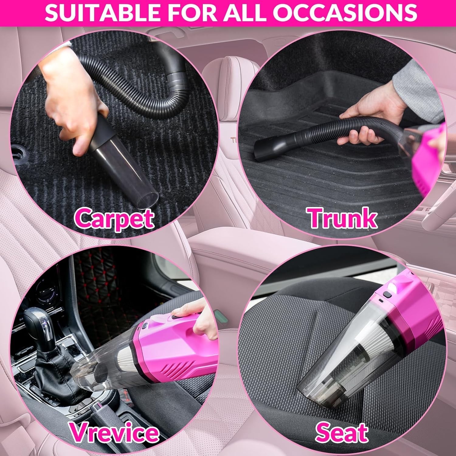 High Power Car Vacuum with 7Pcs Detailing Brush Set