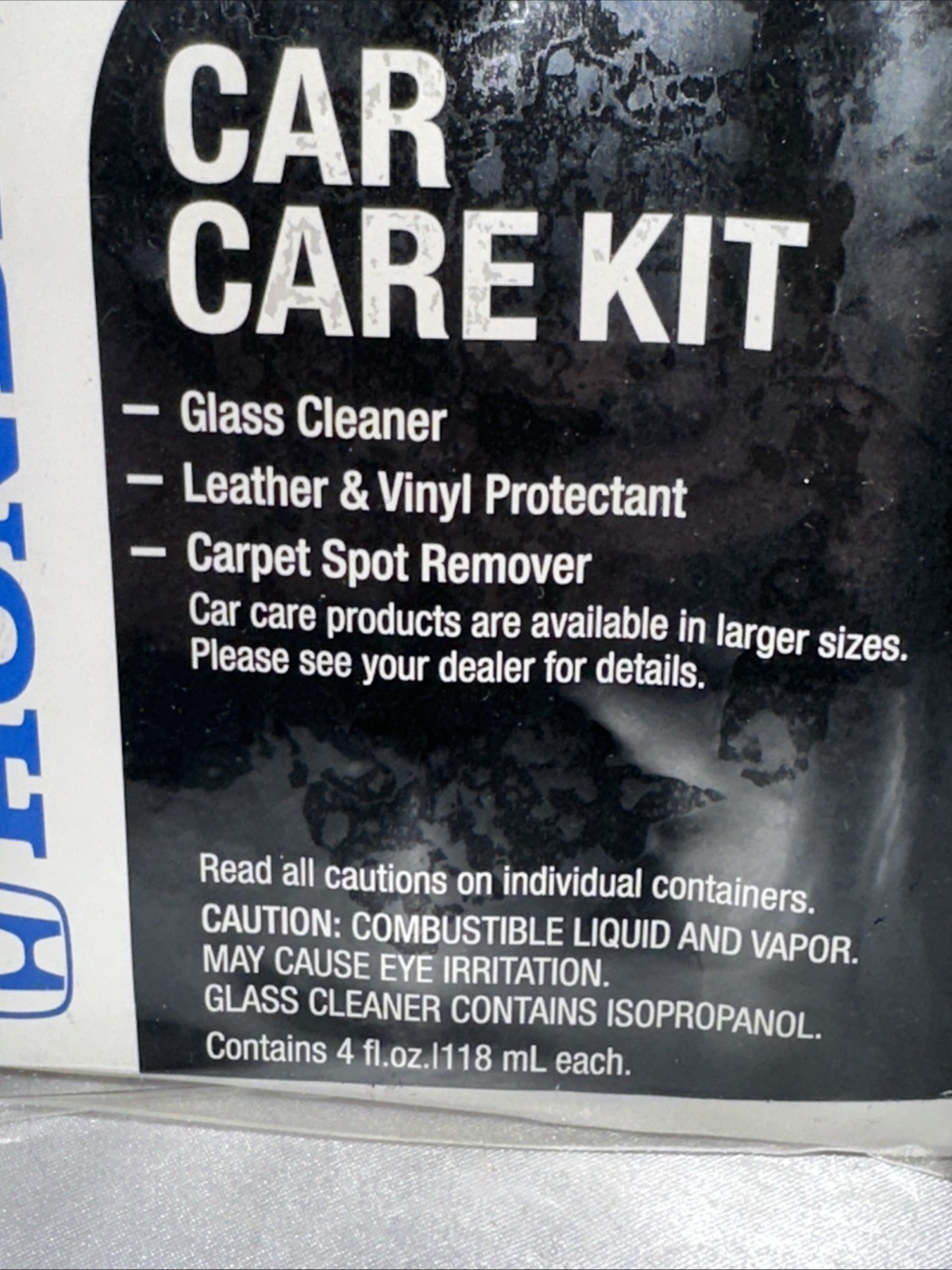 Genuine Honda Car Care Kit 08700-9211 Clear Storage Bag Glass Leather Carpet