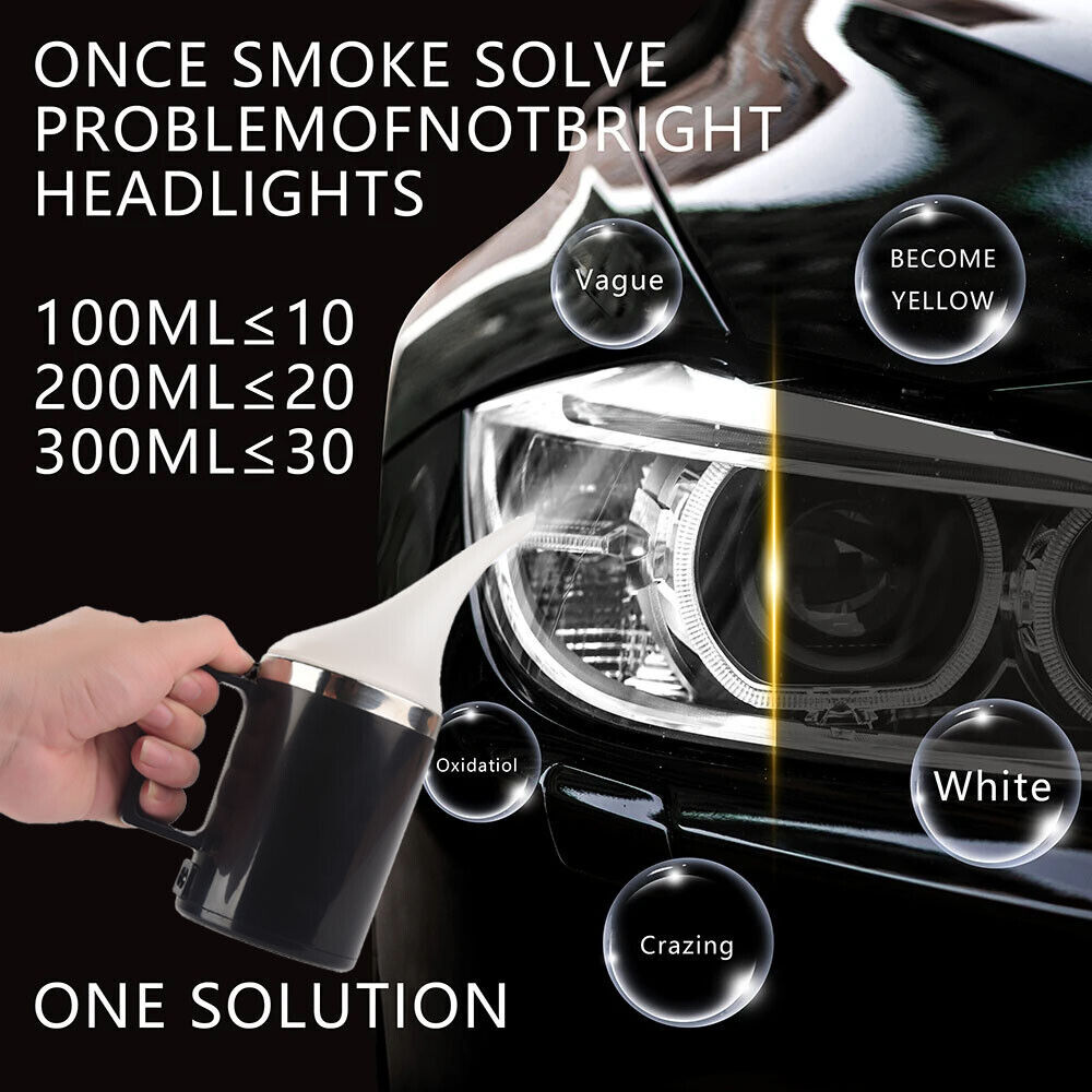 500ml Headlight Restoration Repair Kit Liquid Polymer+Headlight Cleaner Polish