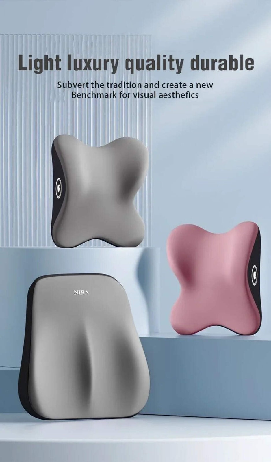 Memory Foam Car Universal Headrest Lumbar Cushion Back Pillow Interior Protector