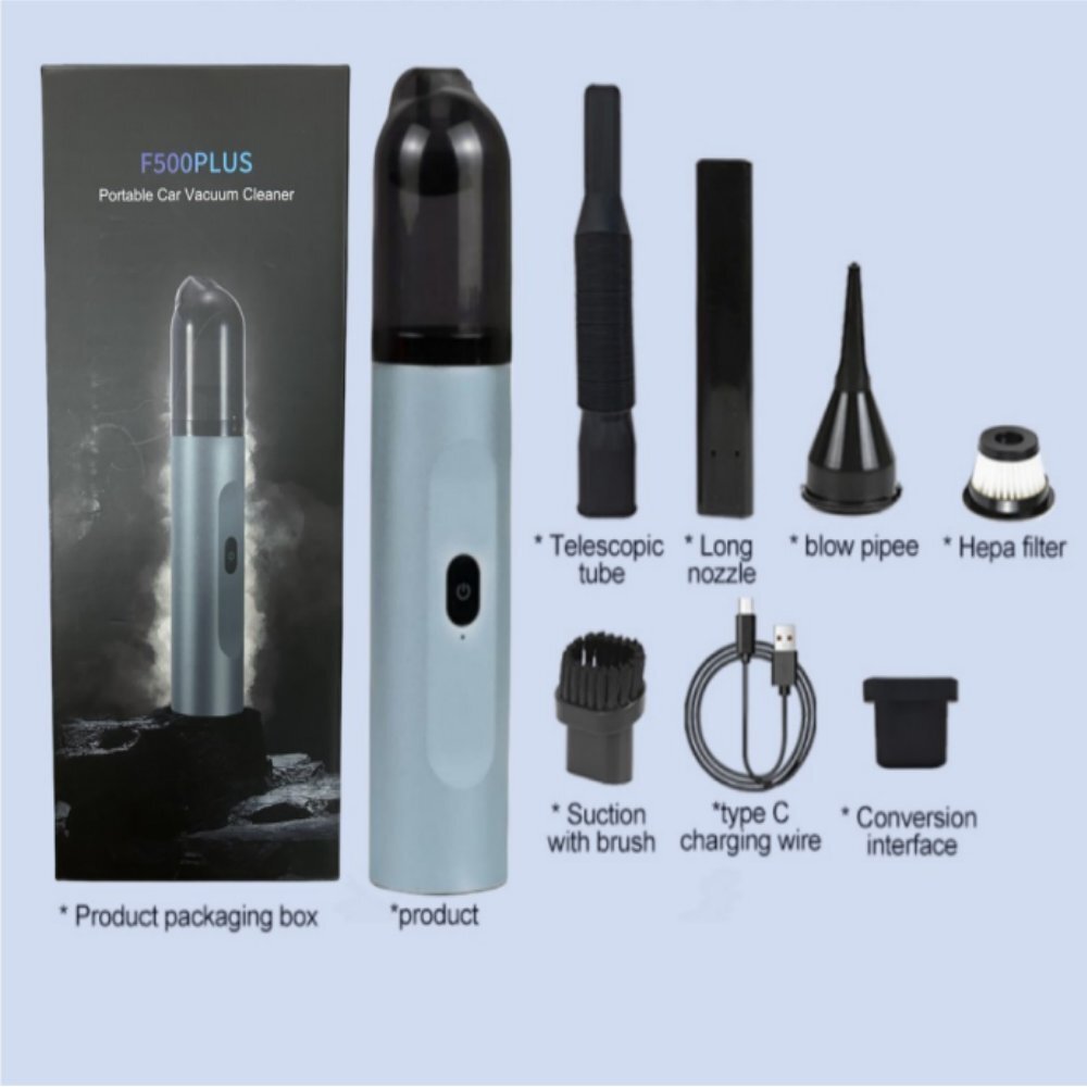 Slim F500Plus Car Vacuum 15000PA High Power 4in1 Portable Mini Vacuum Low Noise