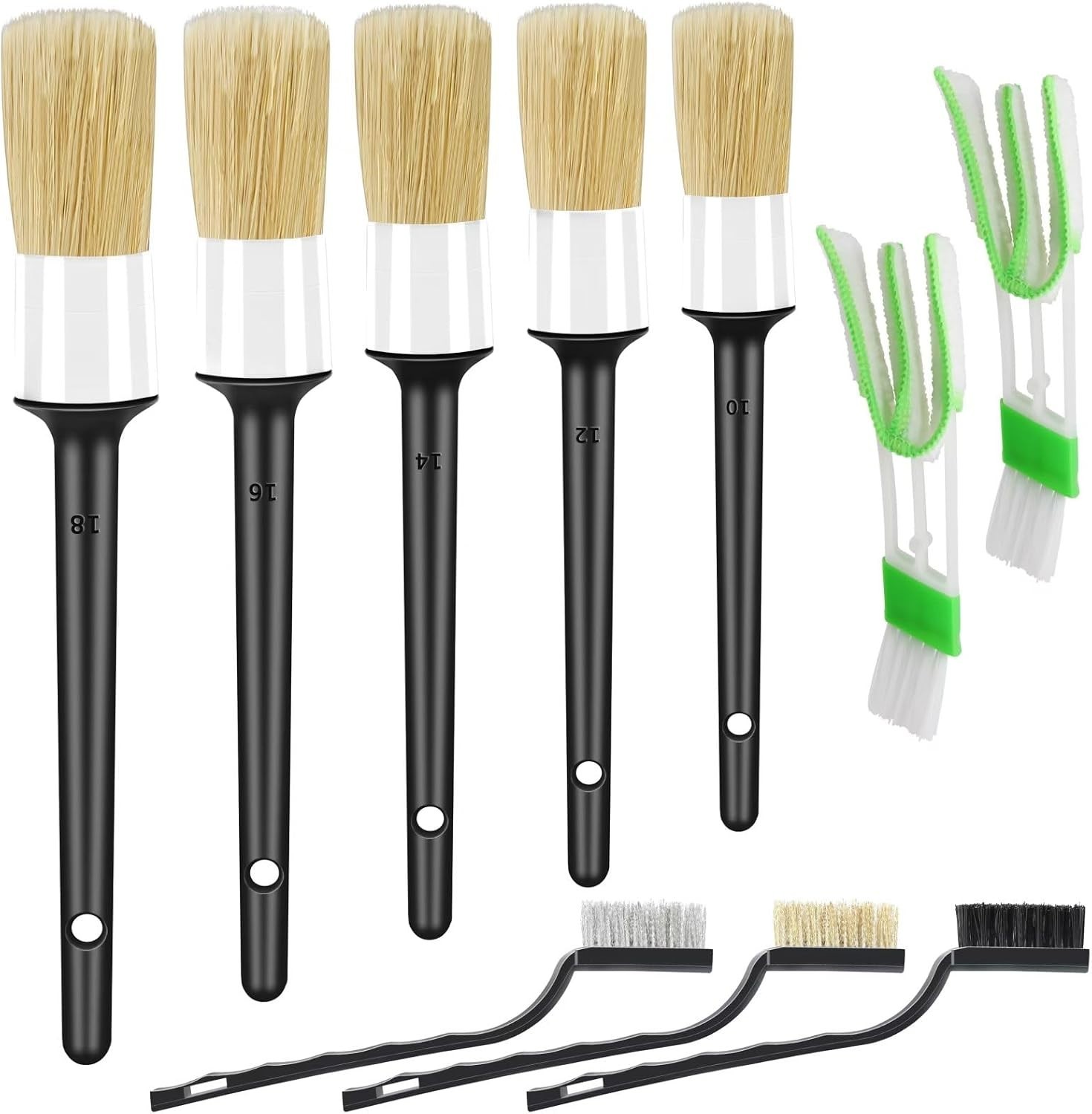 Car Detailing Kit 10pcs Includes Soft & Wire Brushes for Interior Exterior Cl…