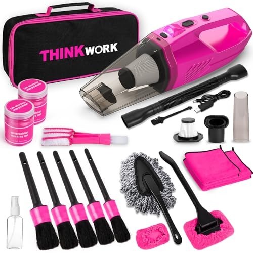 Car Detailing Kit with Cordless Handheld Vacuum, Interior Cleaner & Brush Set, P