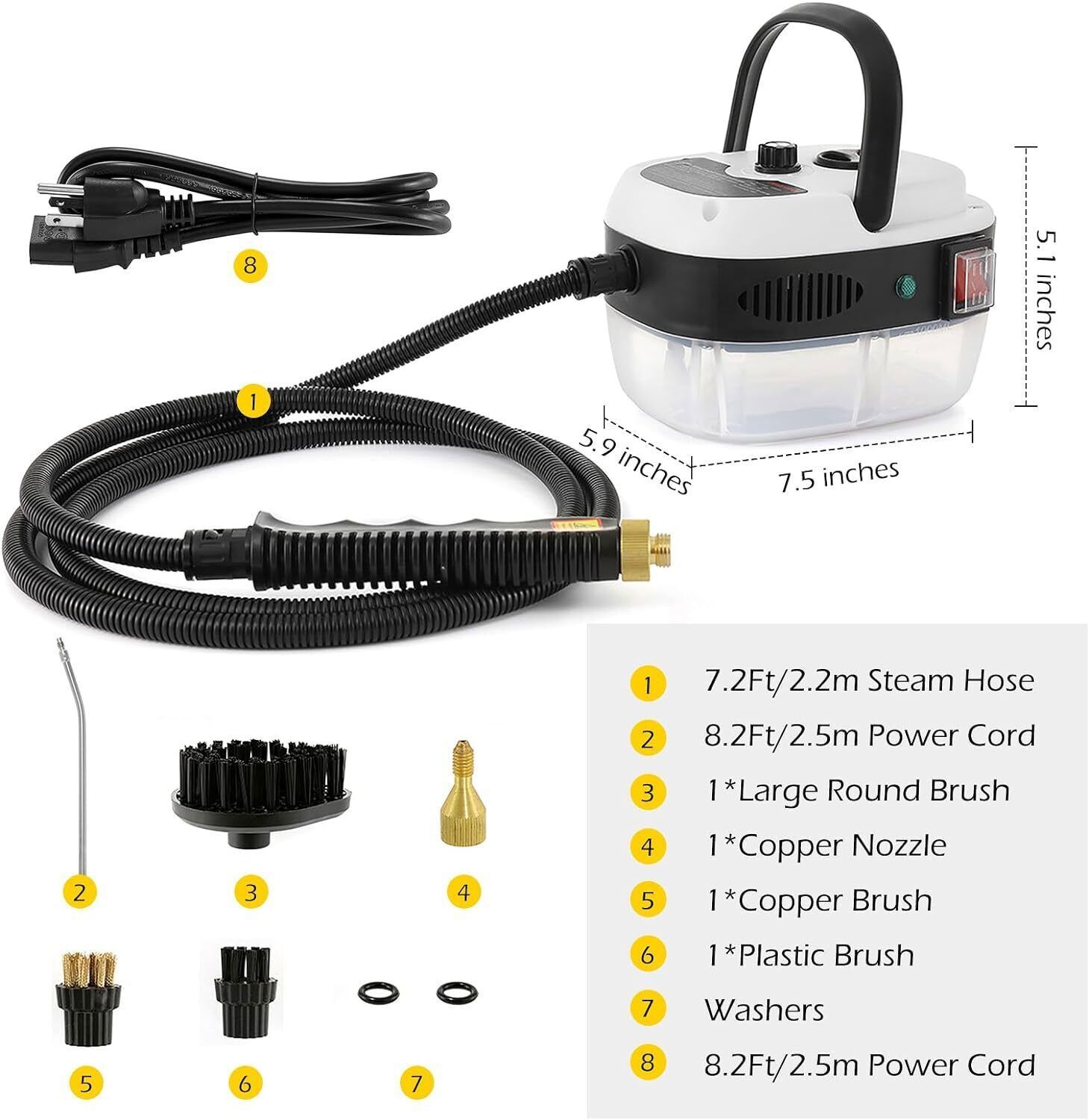 2500W Handheld Steam Cleaner Machine High Pressure Car Detailing Cleaning Tool