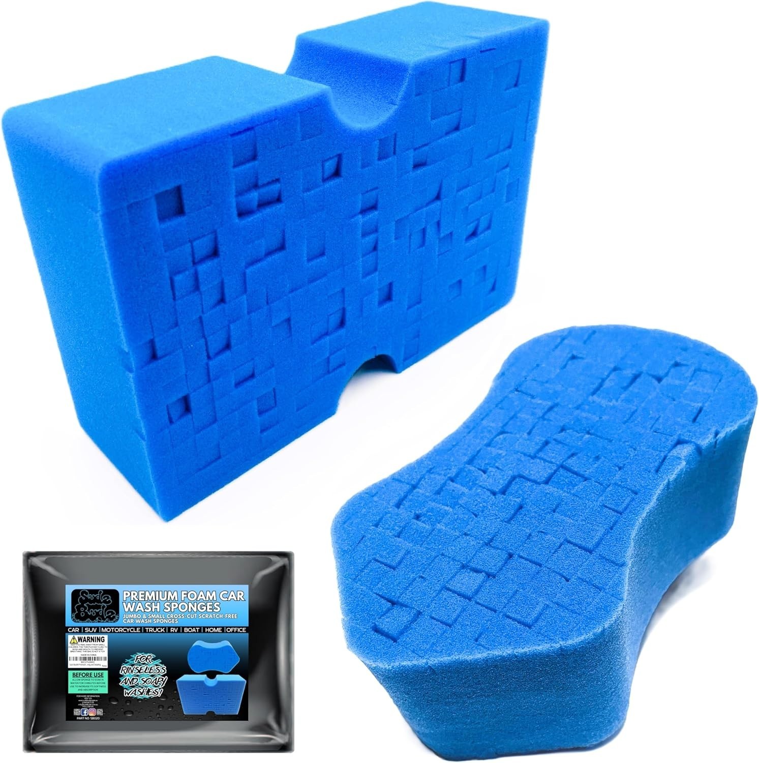 2-Pack Jumbo Car Wash Sponges – Soft, Durable Foam for Scratch-Free Detailing