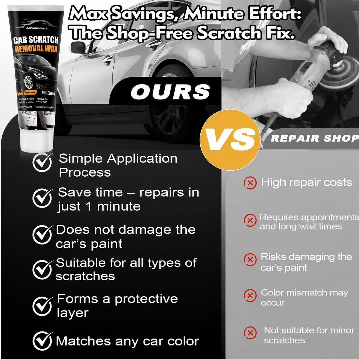 Upgraded Car Scratch Remover Kit for Deep Scratches – Paint Repair Solution (1PC
