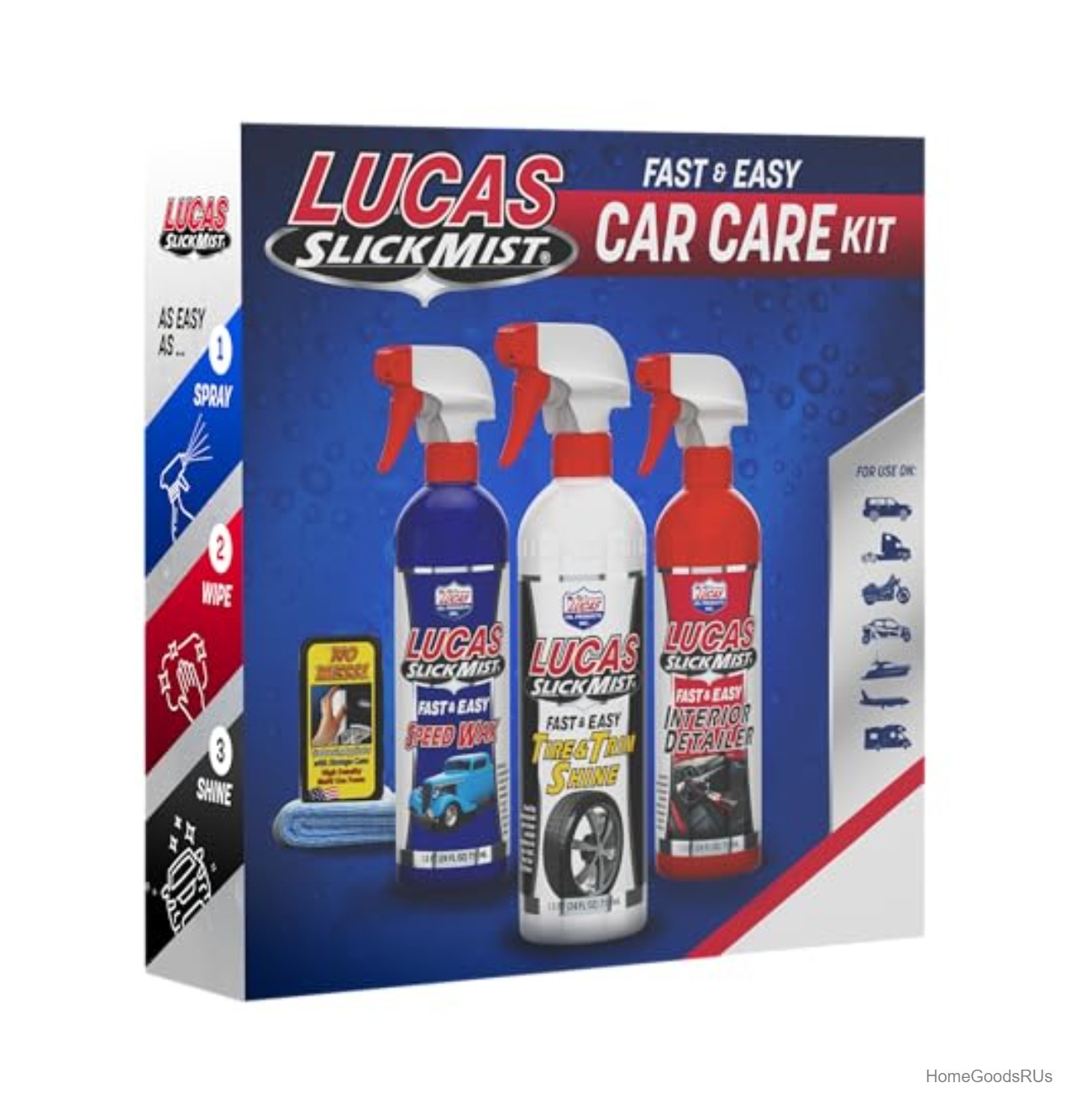 Car Detailing Kit Slick Mist Spray 3 Pack Car Cleaning Wash Wax Polish