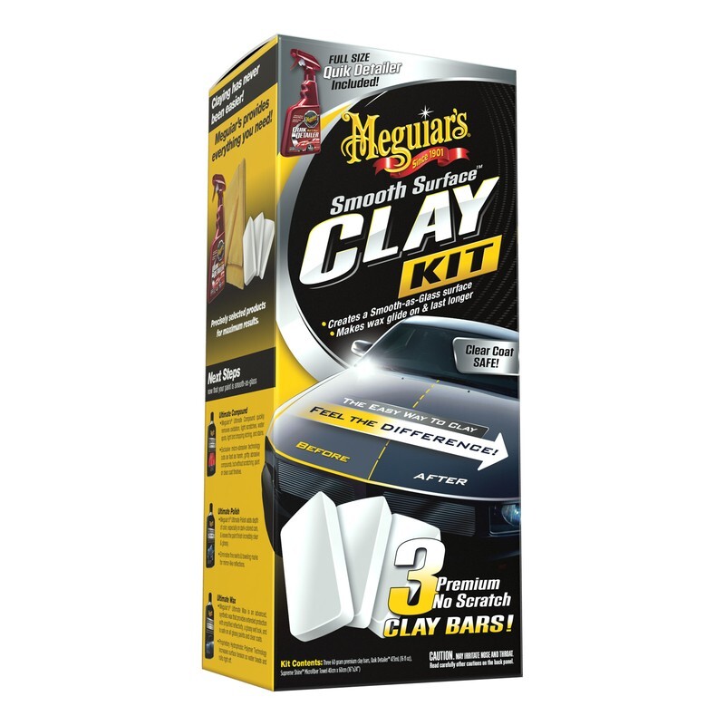 Meguiar’s Smooth Surface Clay Kit- 3 Clay Bars, Quick Detailer, Microfiber Towel