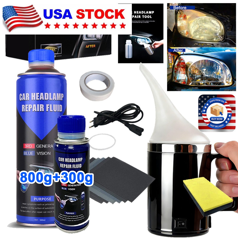 2/800g Car Headlight Repair Liquid Headlamp Polymer Chemical Repair Liquid US