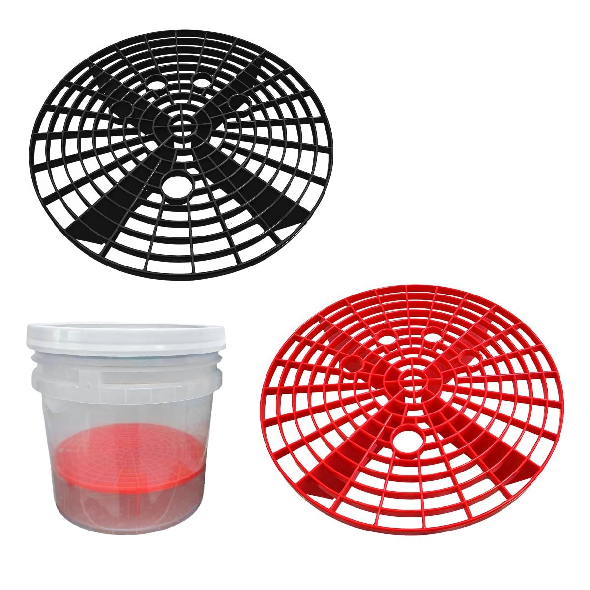 Yourkar 2 PCS Car Wash Bucket Inserts, Plastic Vehicle Black+red, 2pcs