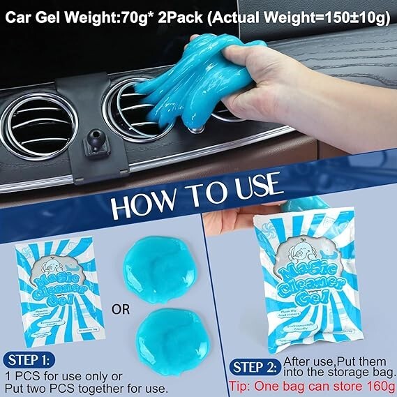 Car Interior Duster Detail Brush Cleaning Gel Kit, Soft Dash Vent Dusting Car