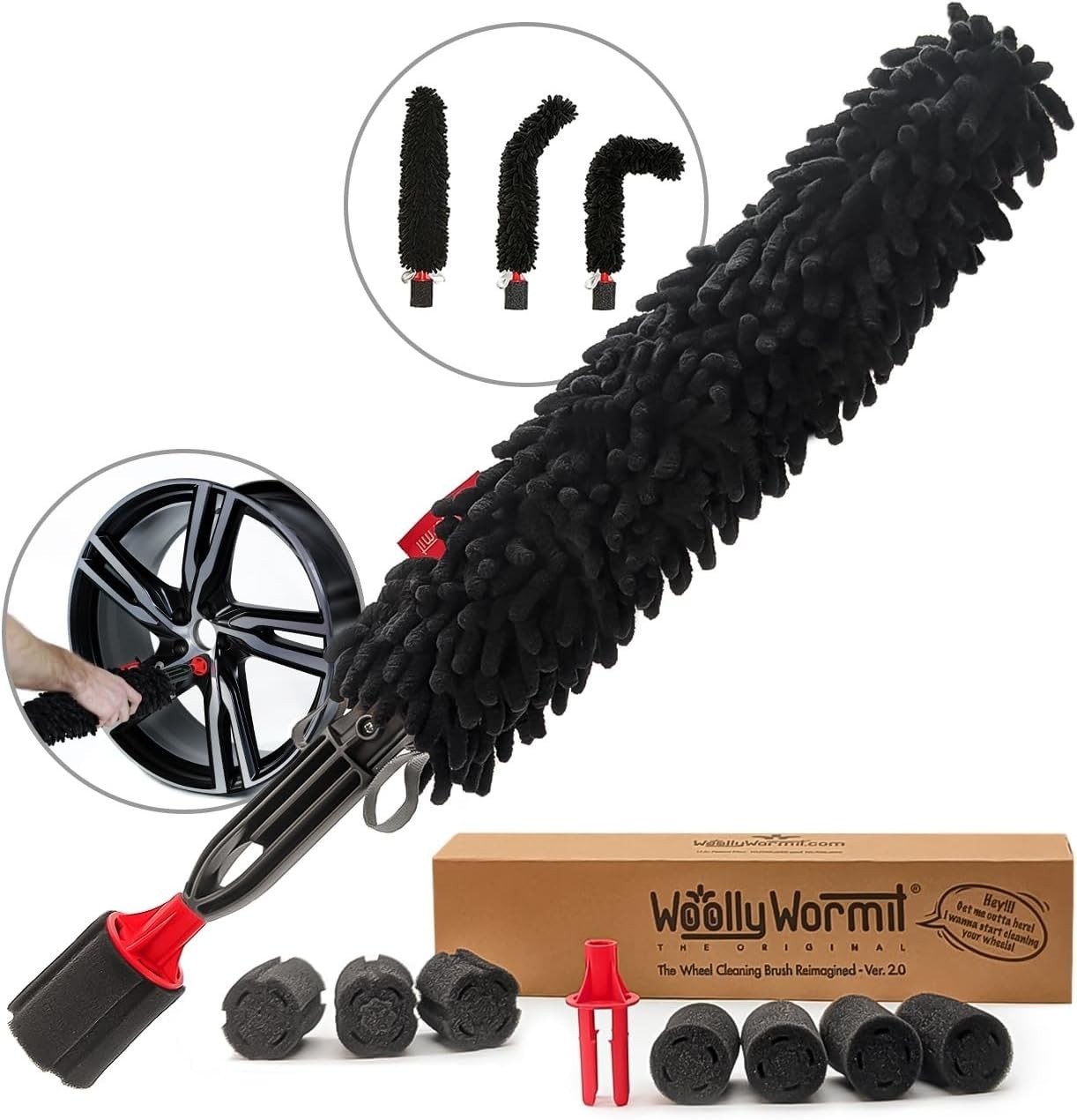 All-In-One Wheel Detailing Kit – Flexible Non-Scratch Brush & Lug Nut Cleaners