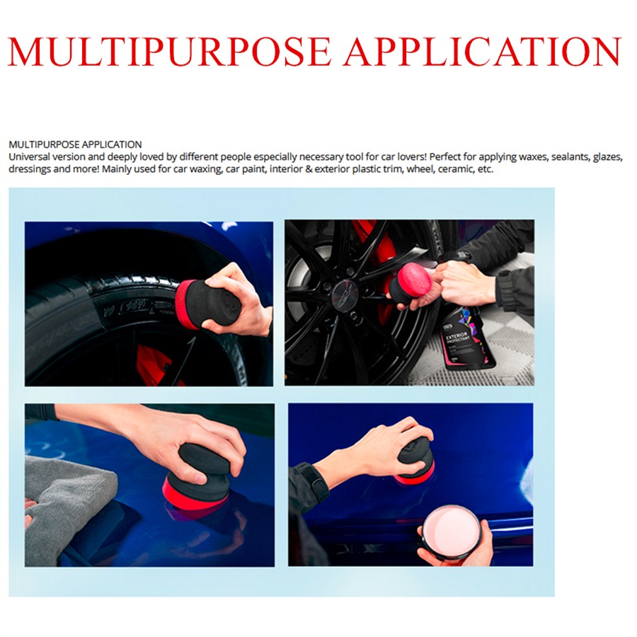Car Hand Wax Applicator Pad Kit 3 Inch Dia Sponge Tire Dressing Applicator Pad