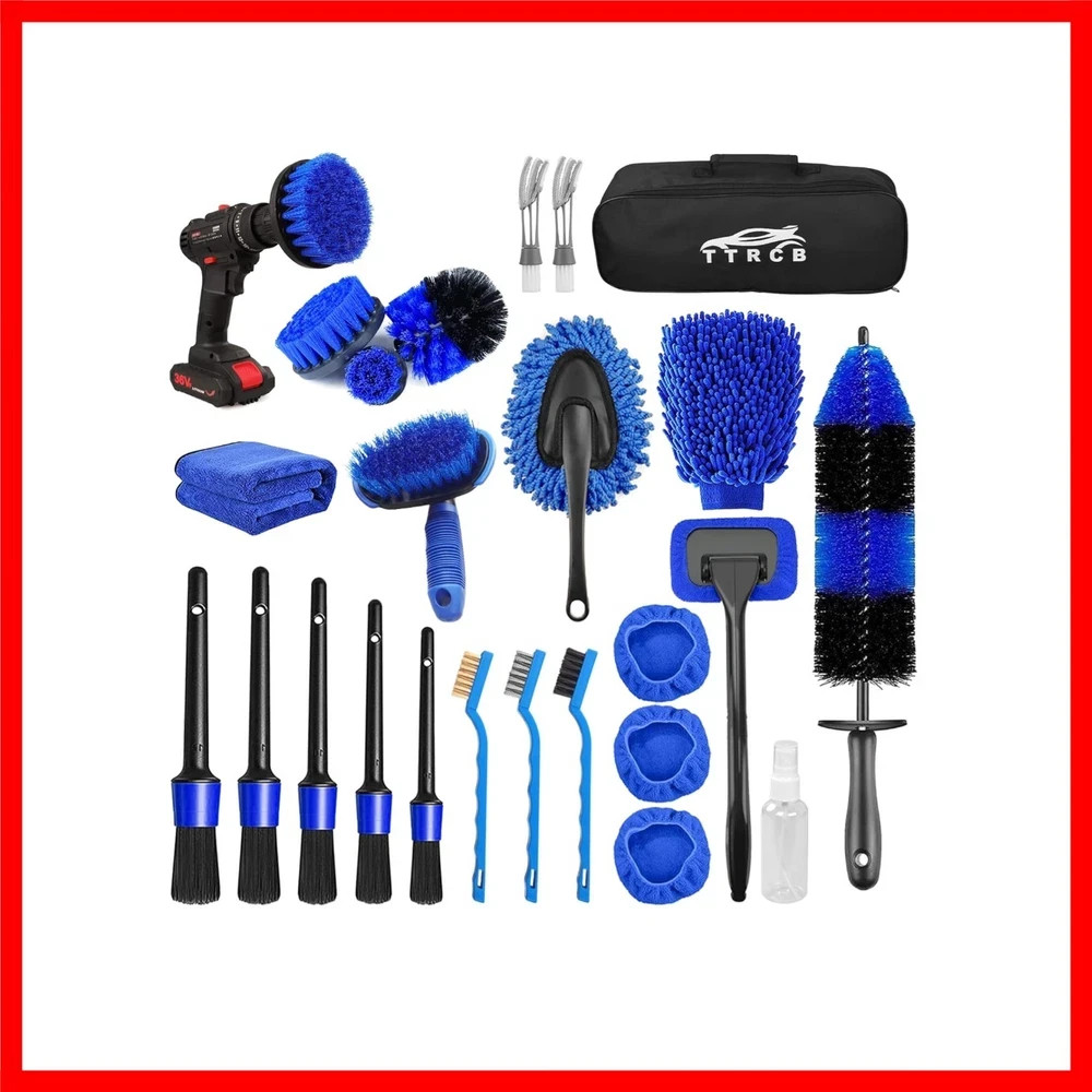 Car Detailing Kit Car Wash Supplies Brush Set Interior Exterior Wheels Cleaning