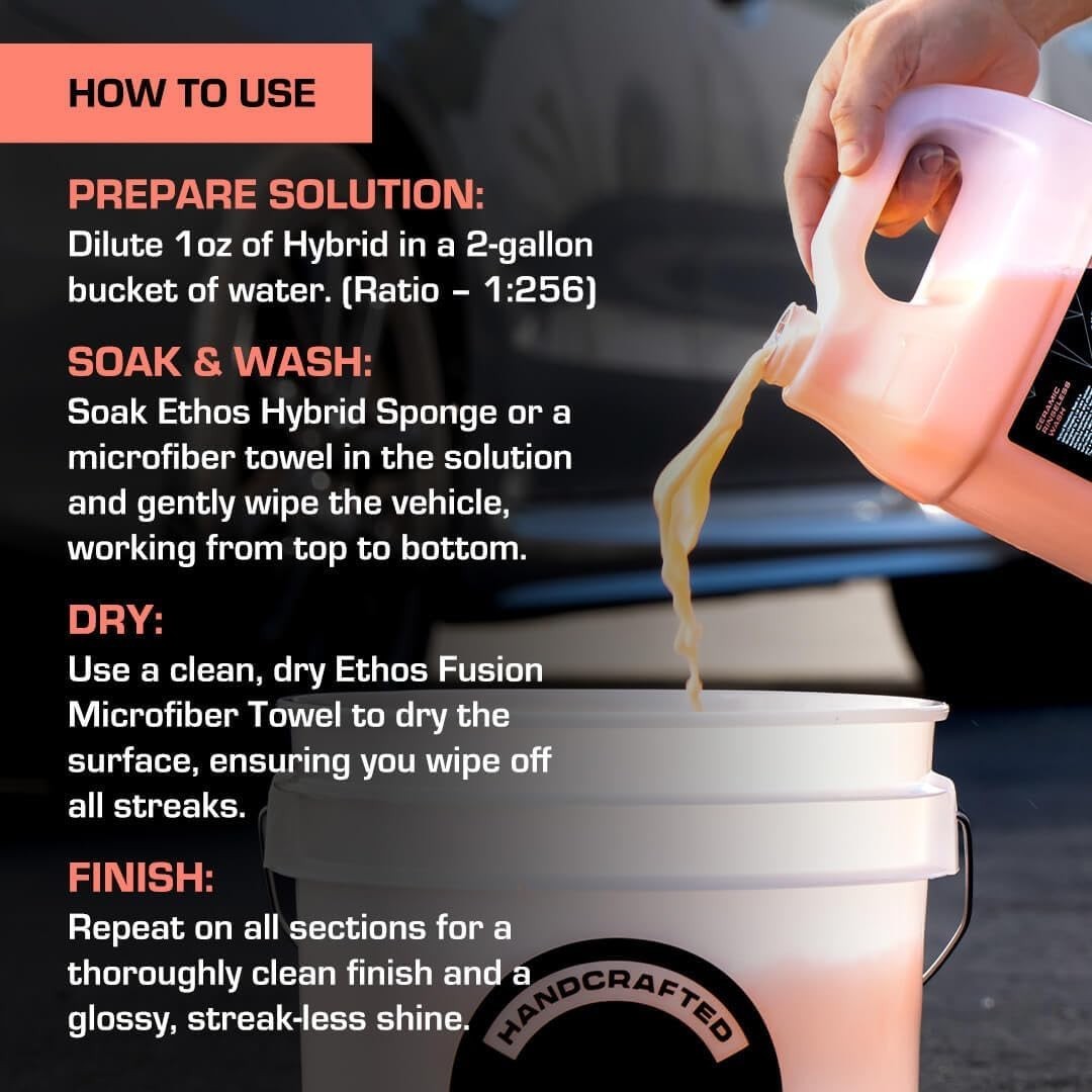 Convenient Waterless Ethos Hybrid Ceramic Car Wash – 128 Fl Oz Gallon, Unscented